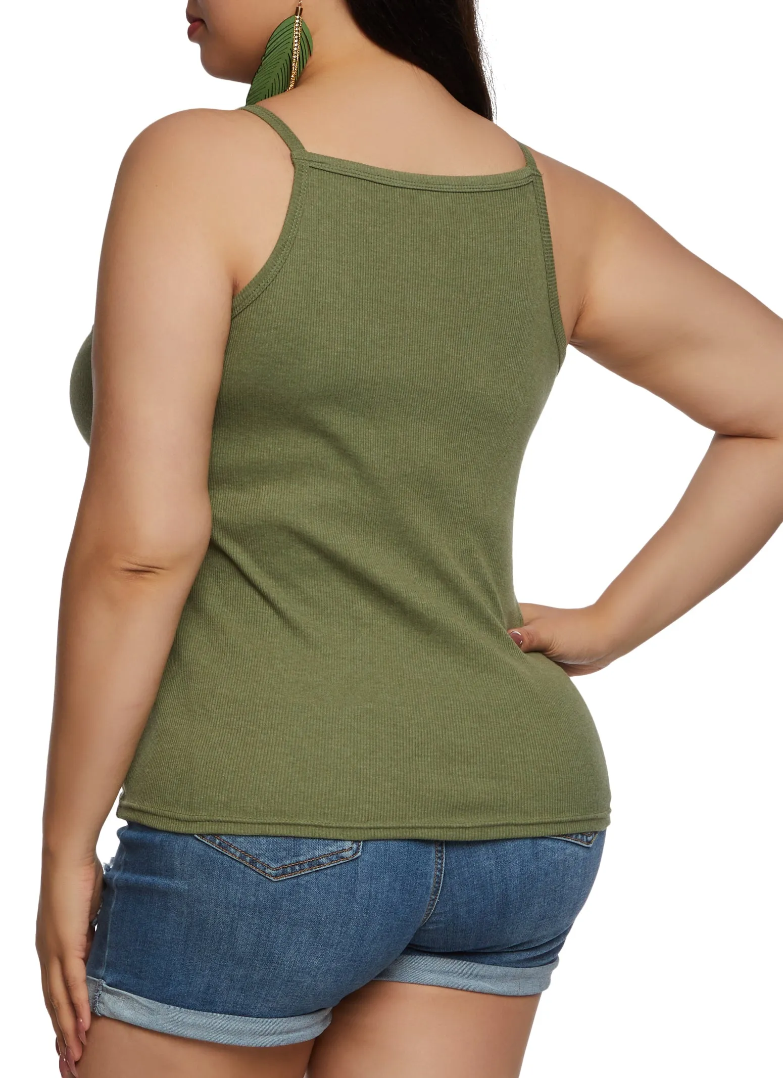 Plus Size Thin Strap Square Neck Tank Top sold by Rainbow product image thumbnail 3