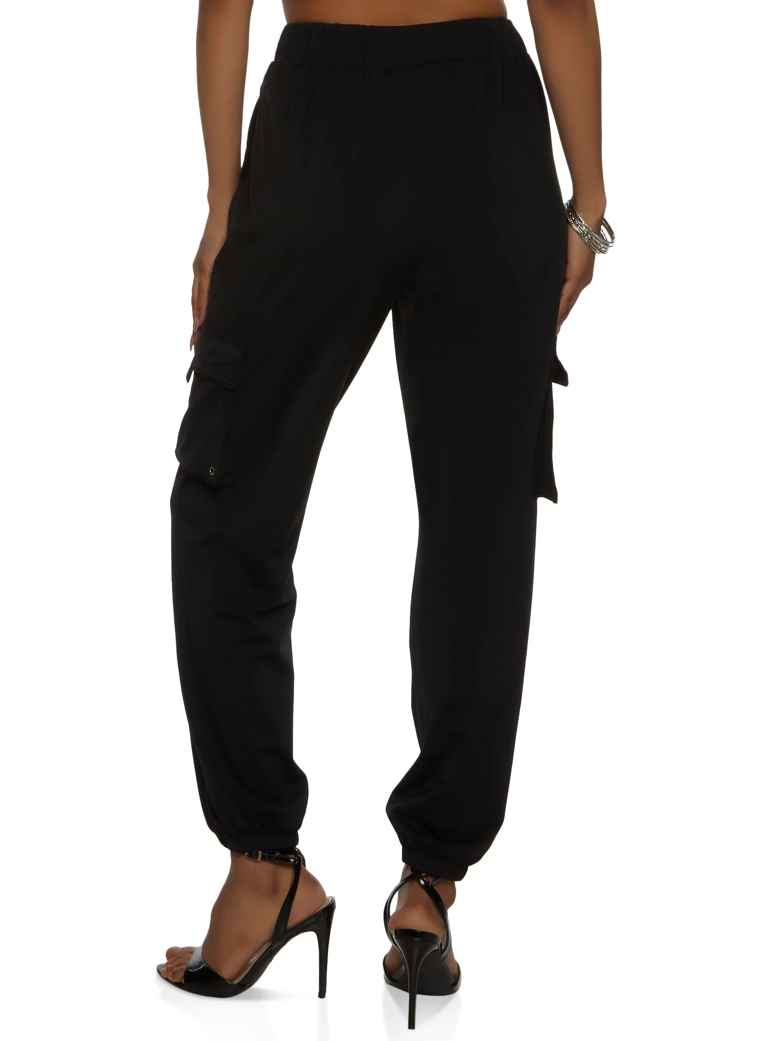 Solid High Waisted Cargo Joggers sold by Rainbow product image thumbnail 3