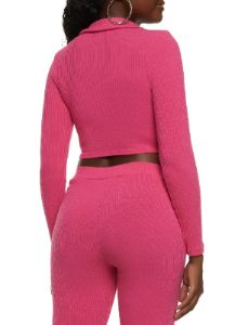 Rib Knit Collared Twist Front Crop Top sold by Rainbow