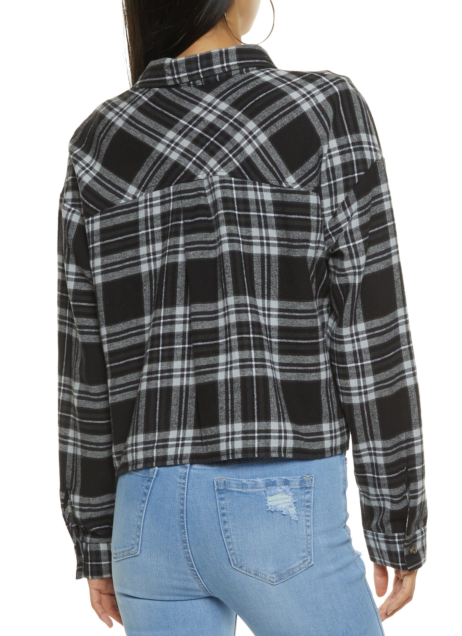 Plaid Cropped Button Front Shirt sold by Rainbow product image thumbnail 2