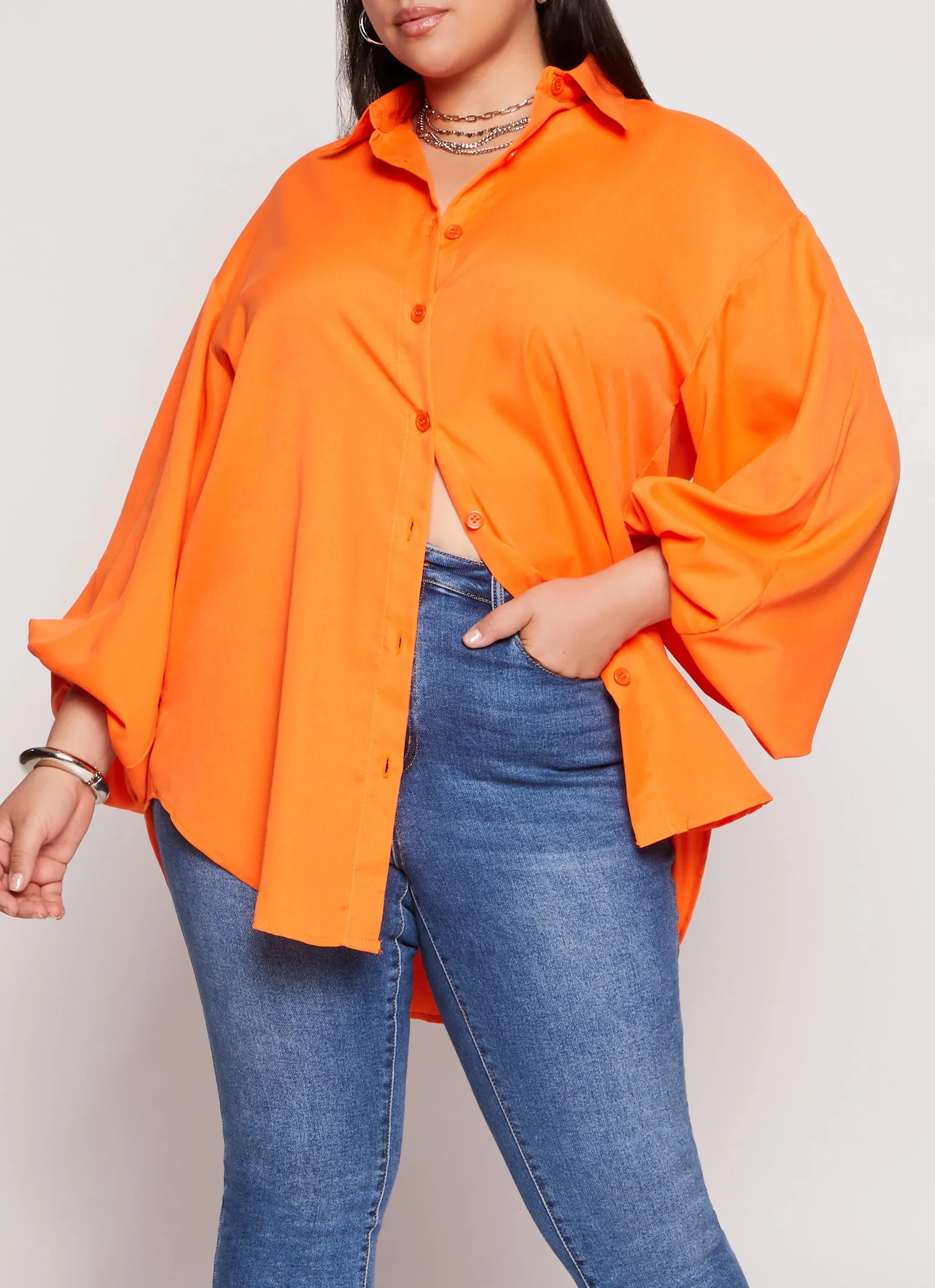 Plus Size Balloon Sleeve Tunic Shirt sold by Rainbow