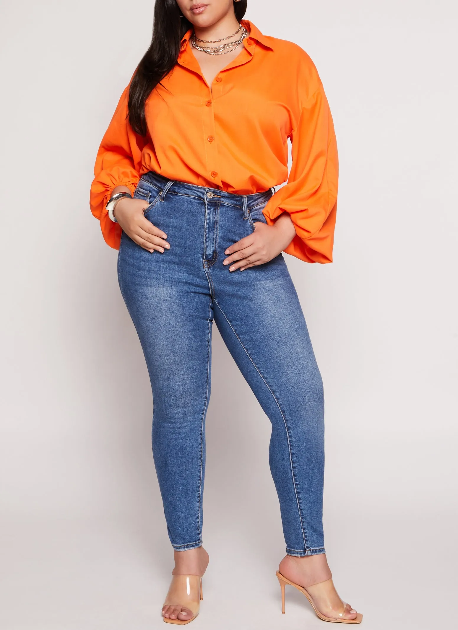 Plus Size Balloon Sleeve Tunic Shirt sold by Rainbow product image thumbnail 2