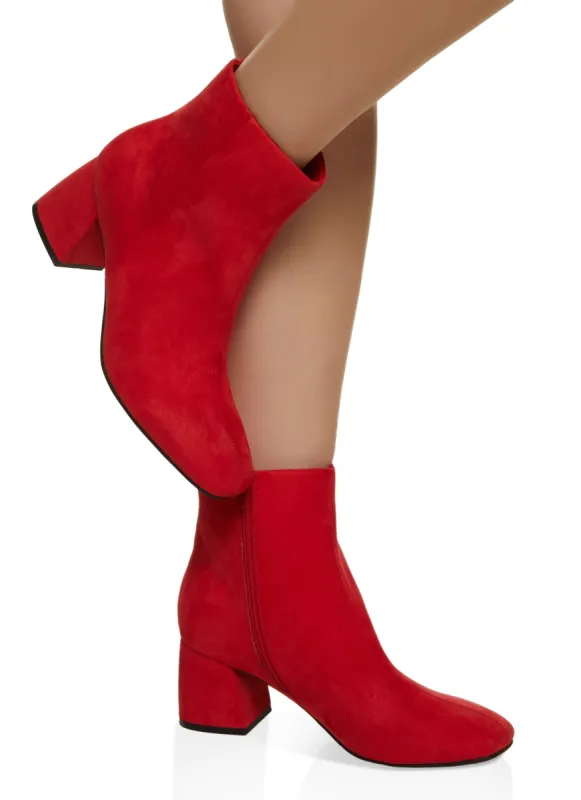 Faux Leather Square Toe Ankle Booties sold by Rainbow