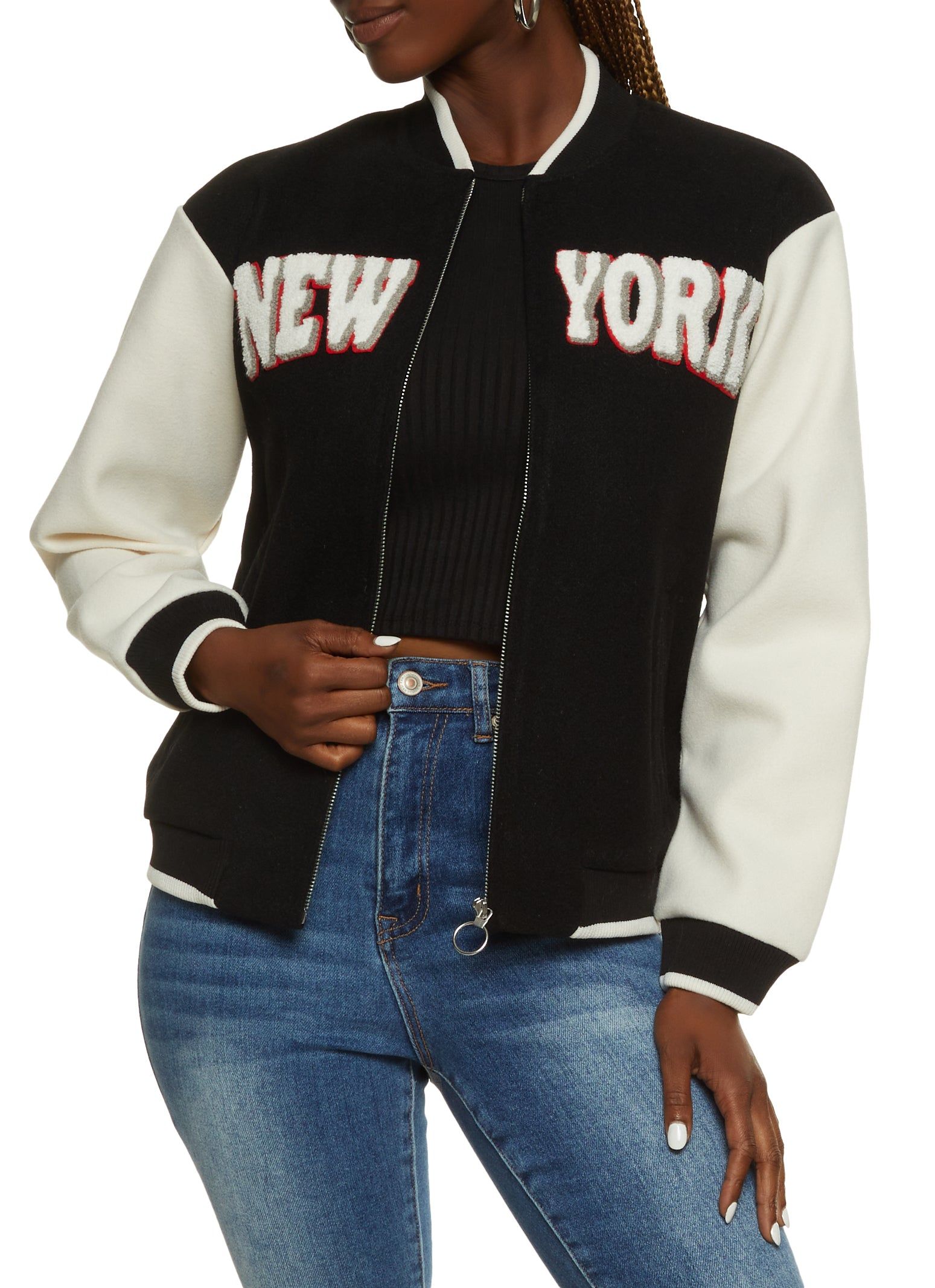 New York Chenille Patch Varsity Jacket sold by Rainbow