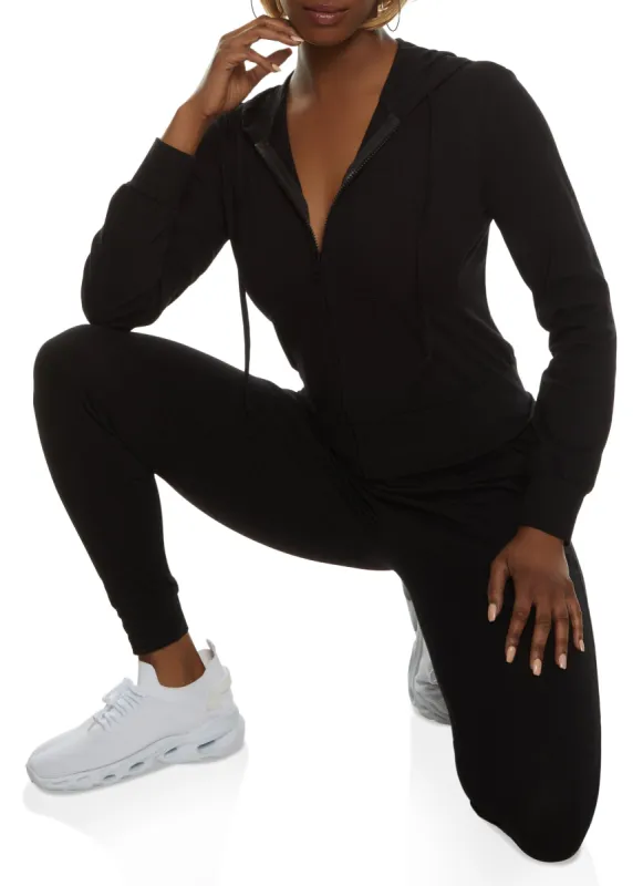 Daisy Solid Zip Front Hoodie and Joggers Set sold by Rainbow
