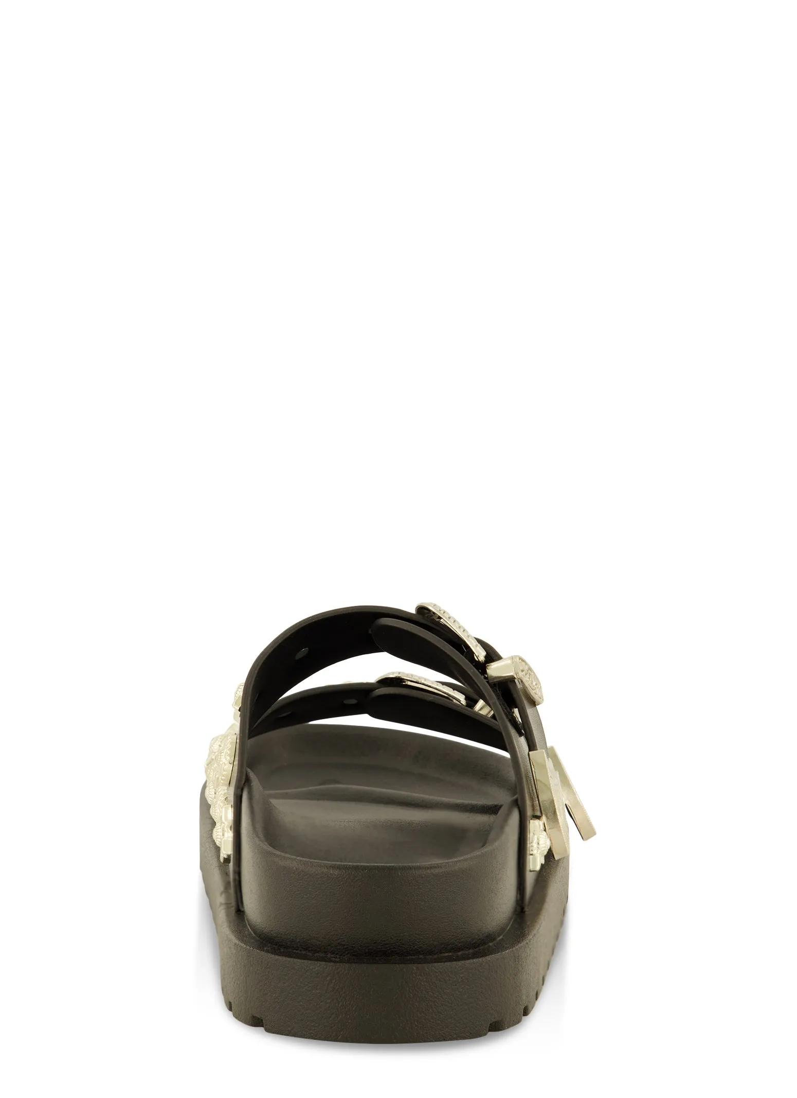 Double Buckle Band Embellished Slide Sandals sold by Rainbow product image thumbnail 3