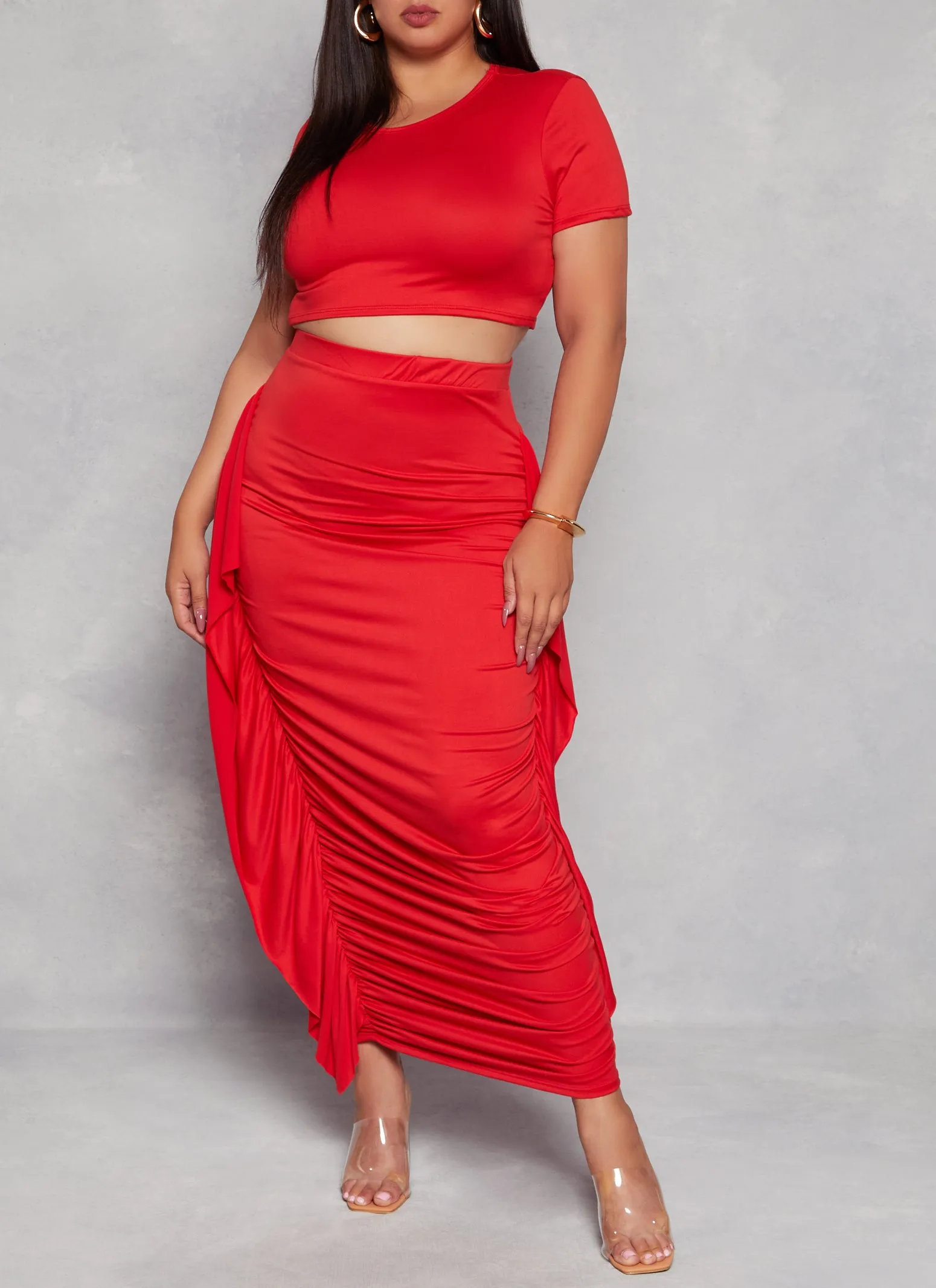 Plus Size Crew Neck Cropped T Shirt sold by Rainbow product image thumbnail 2