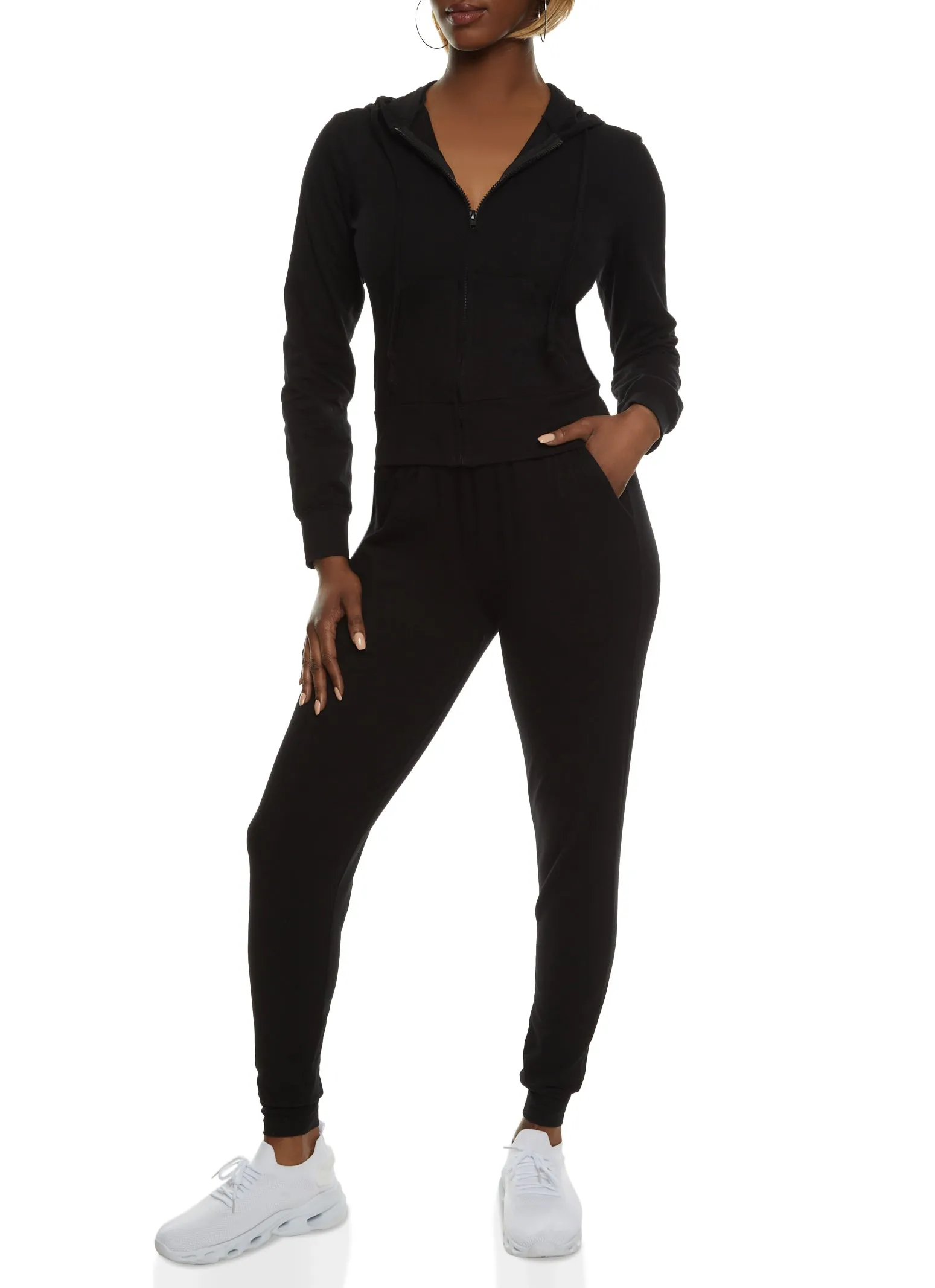 Daisy Solid Zip Front Hoodie and Joggers Set sold by Rainbow product image thumbnail 2