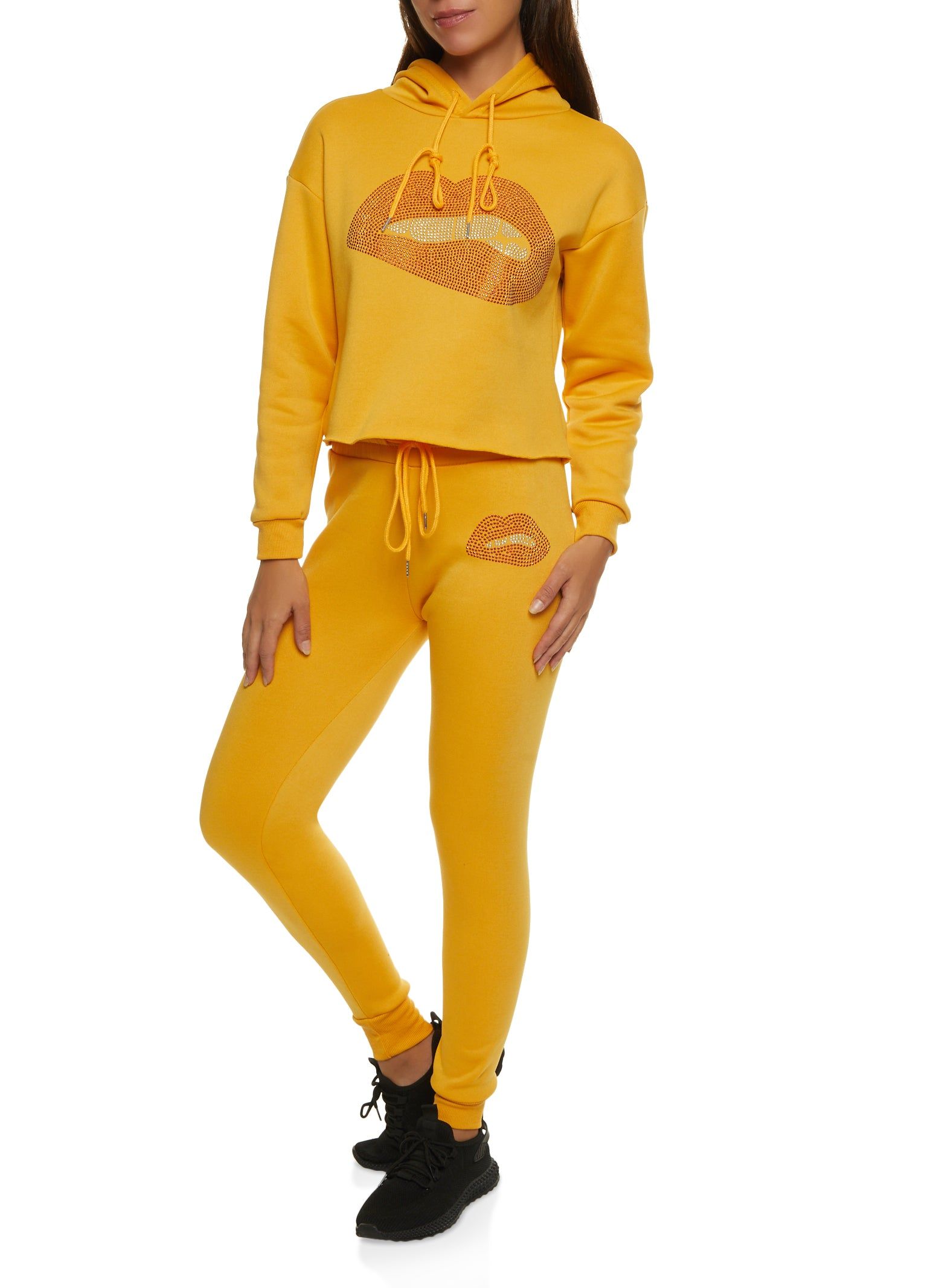 Rhinestone Studded Lip Graphic Hoodie sold by Rainbow product image thumbnail 2