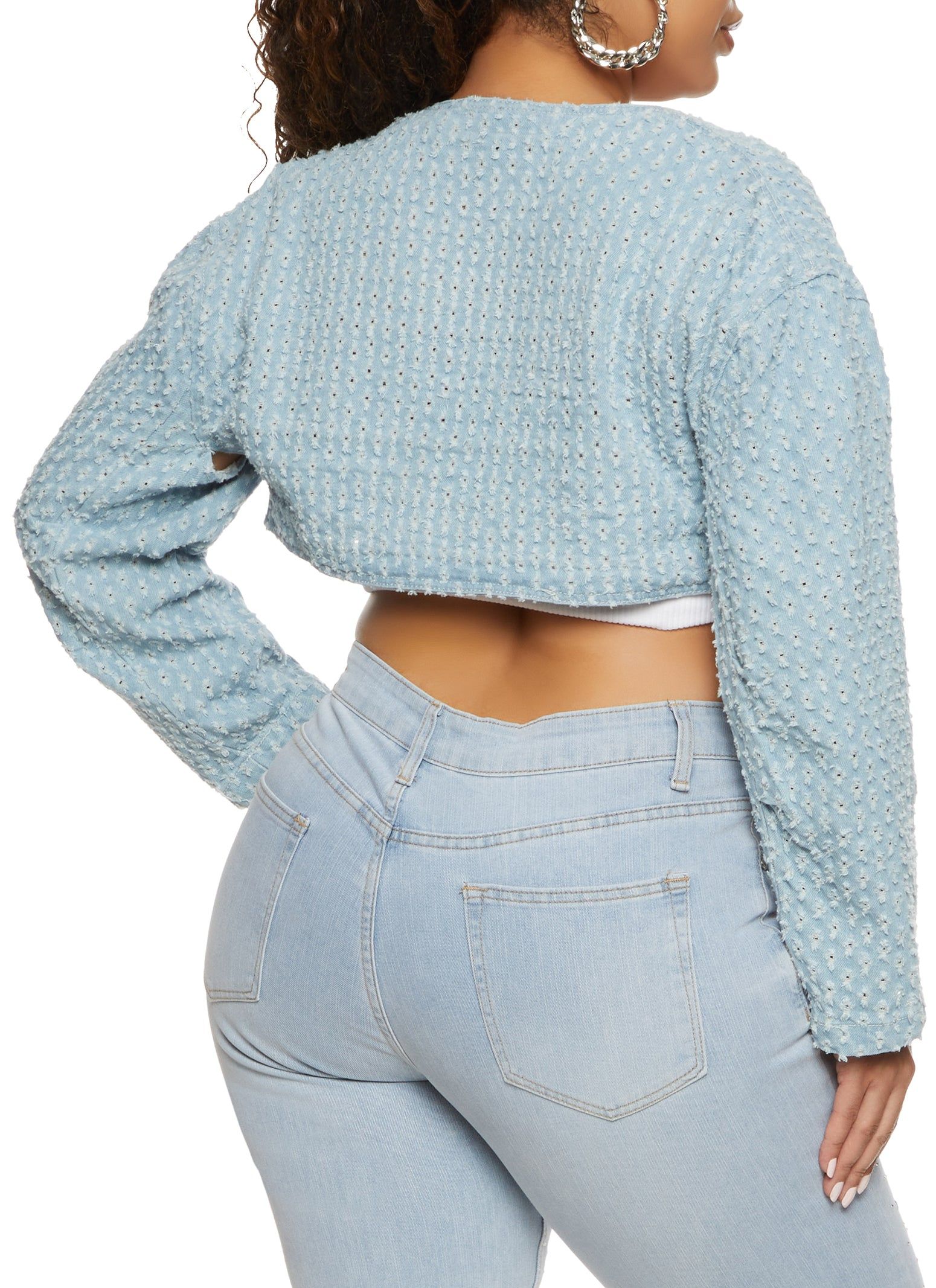Plus Size Distressed Bolero Denim Jacket sold by Rainbow product image thumbnail 2