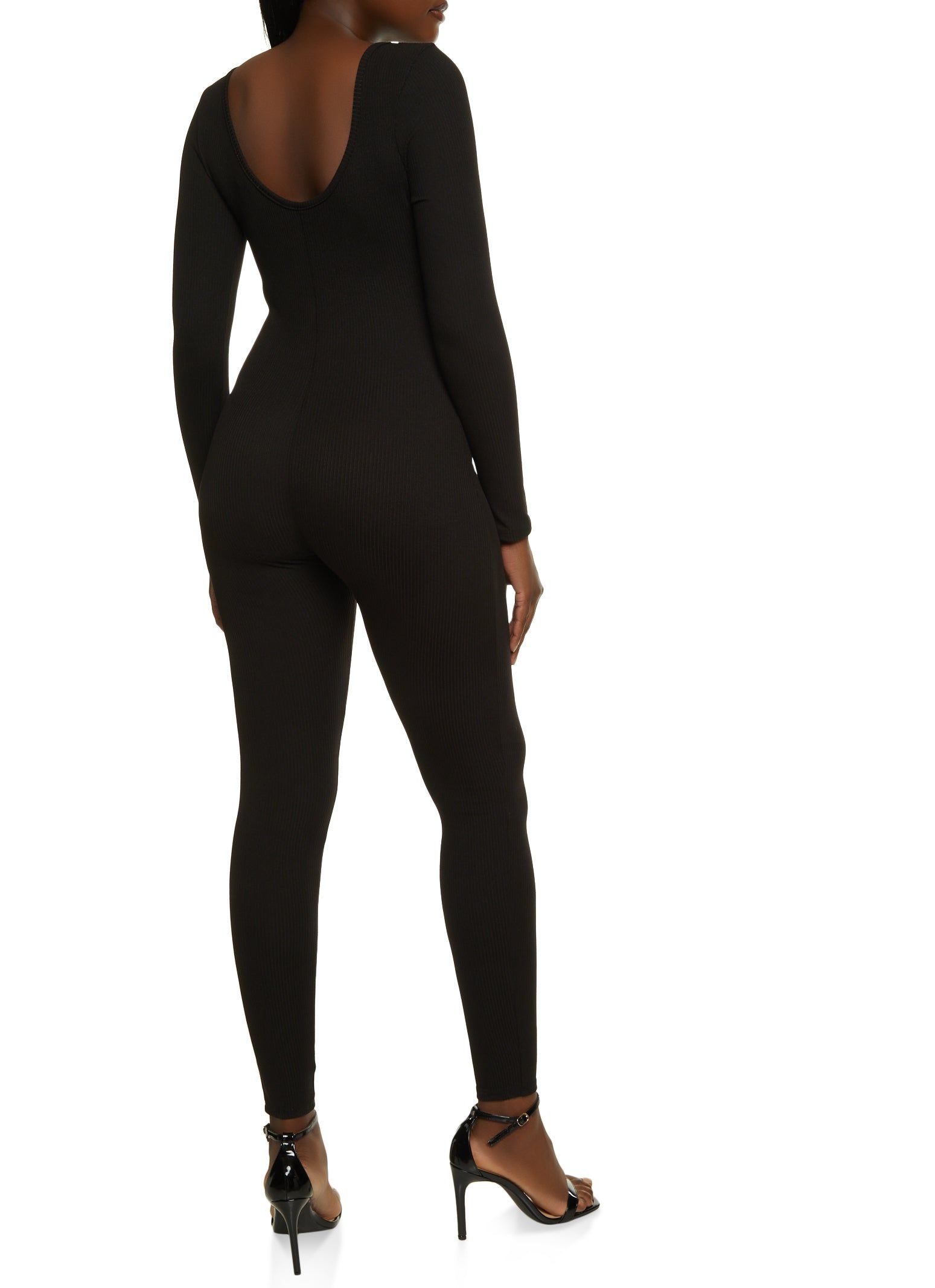 Ribbed Notch Neck Open Back Jumpsuit sold by Rainbow product image thumbnail 2