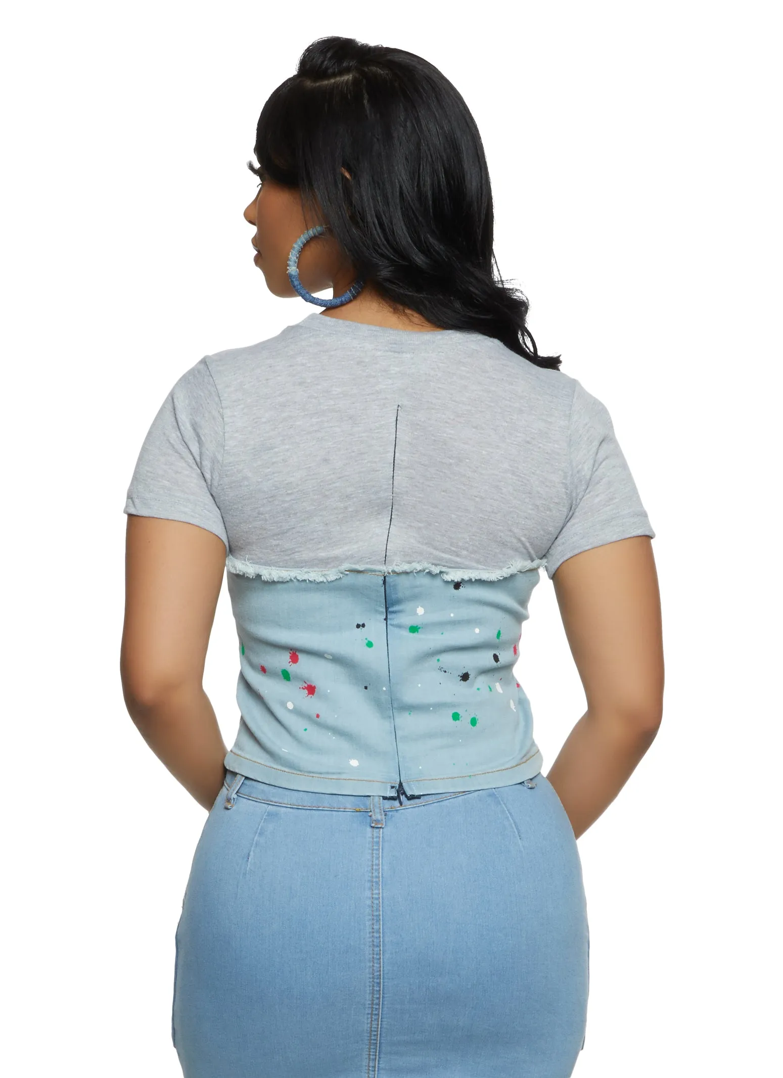 Paint Splatter Denim Corset T Shirt sold by Rainbow product image thumbnail 2