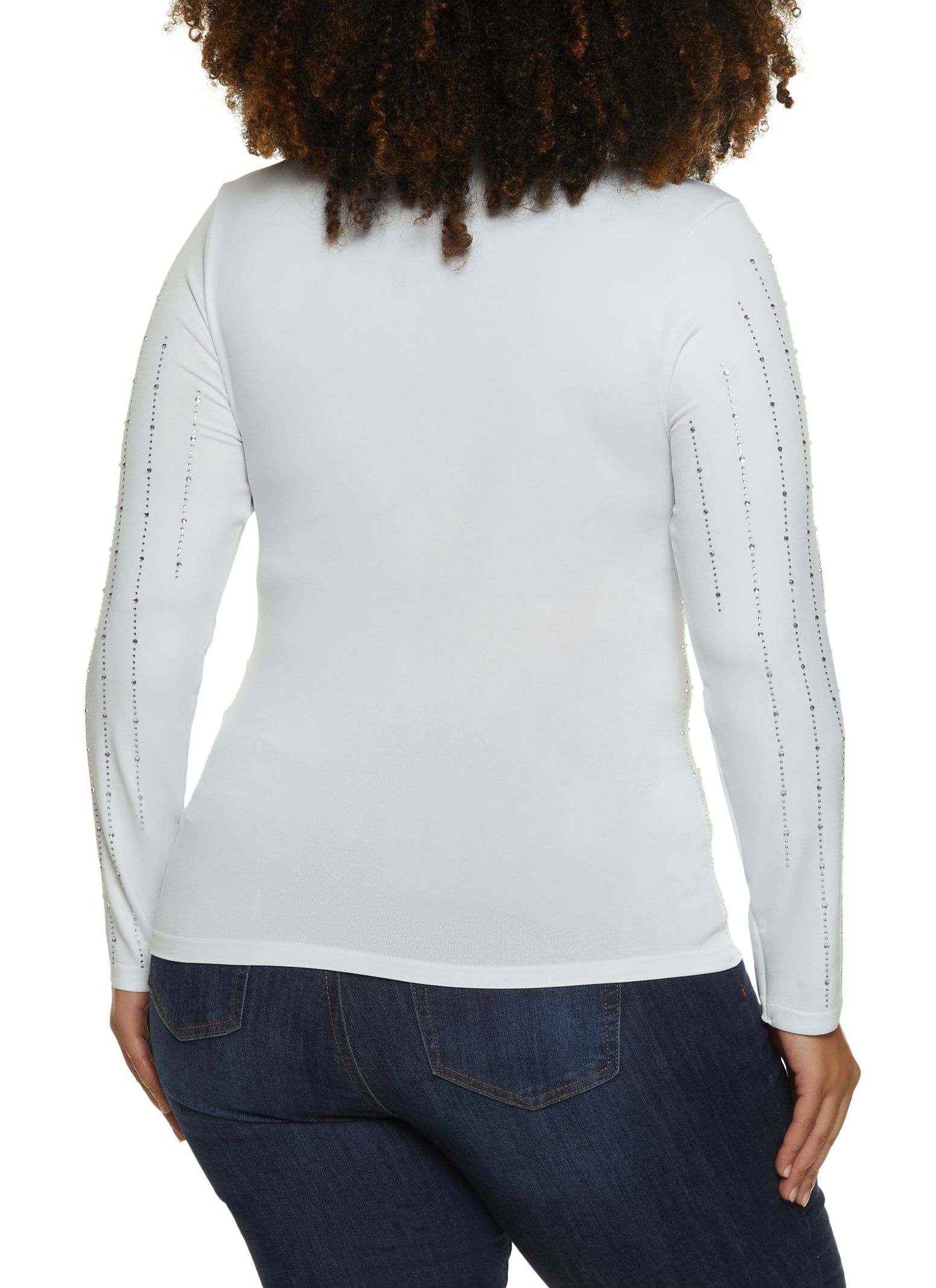 Plus Size Rhinestone Striped Mock Neck Top sold by Rainbow product image thumbnail 2