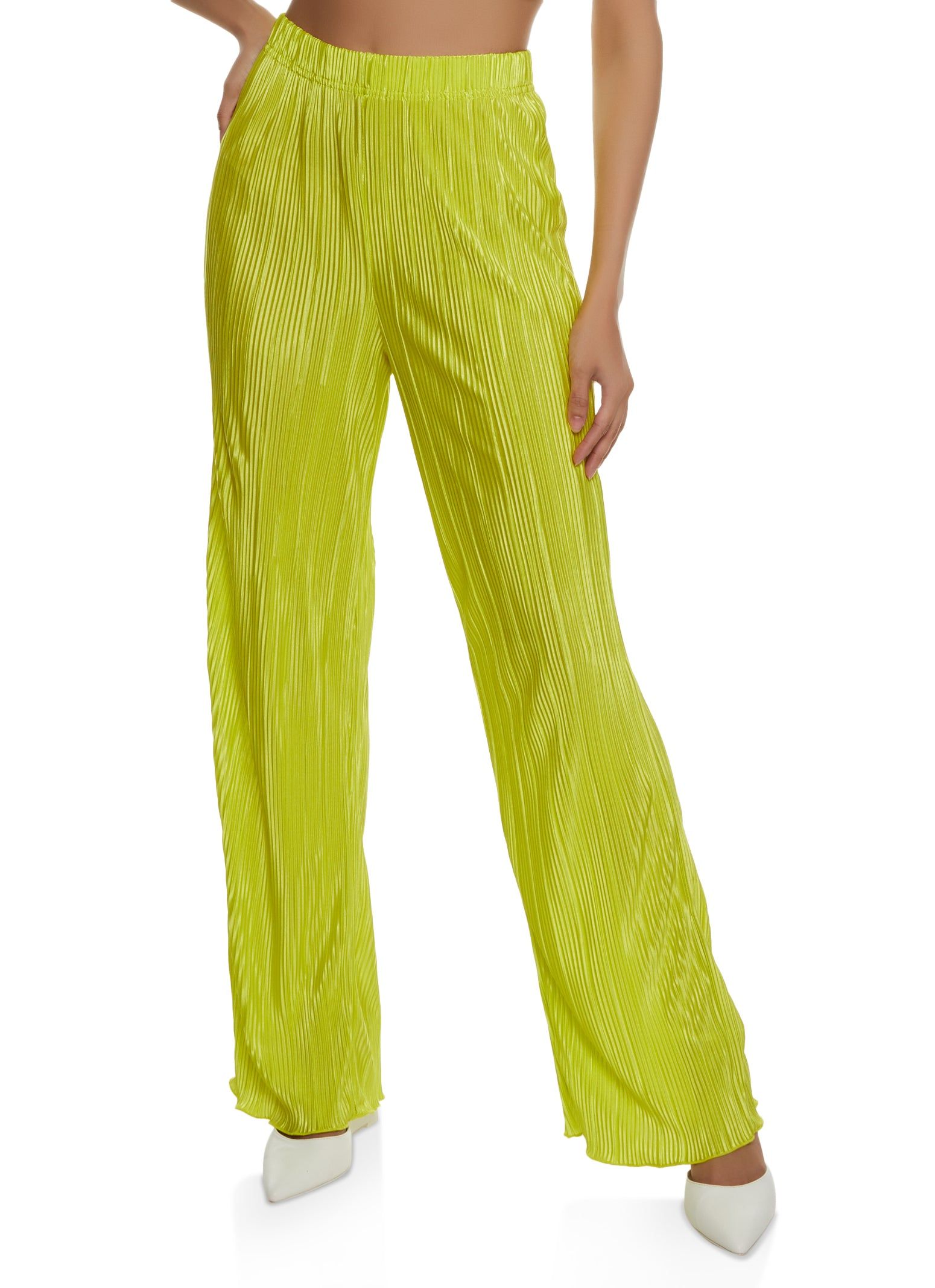Plisse High Waist Wide Leg Pants sold by Rainbow