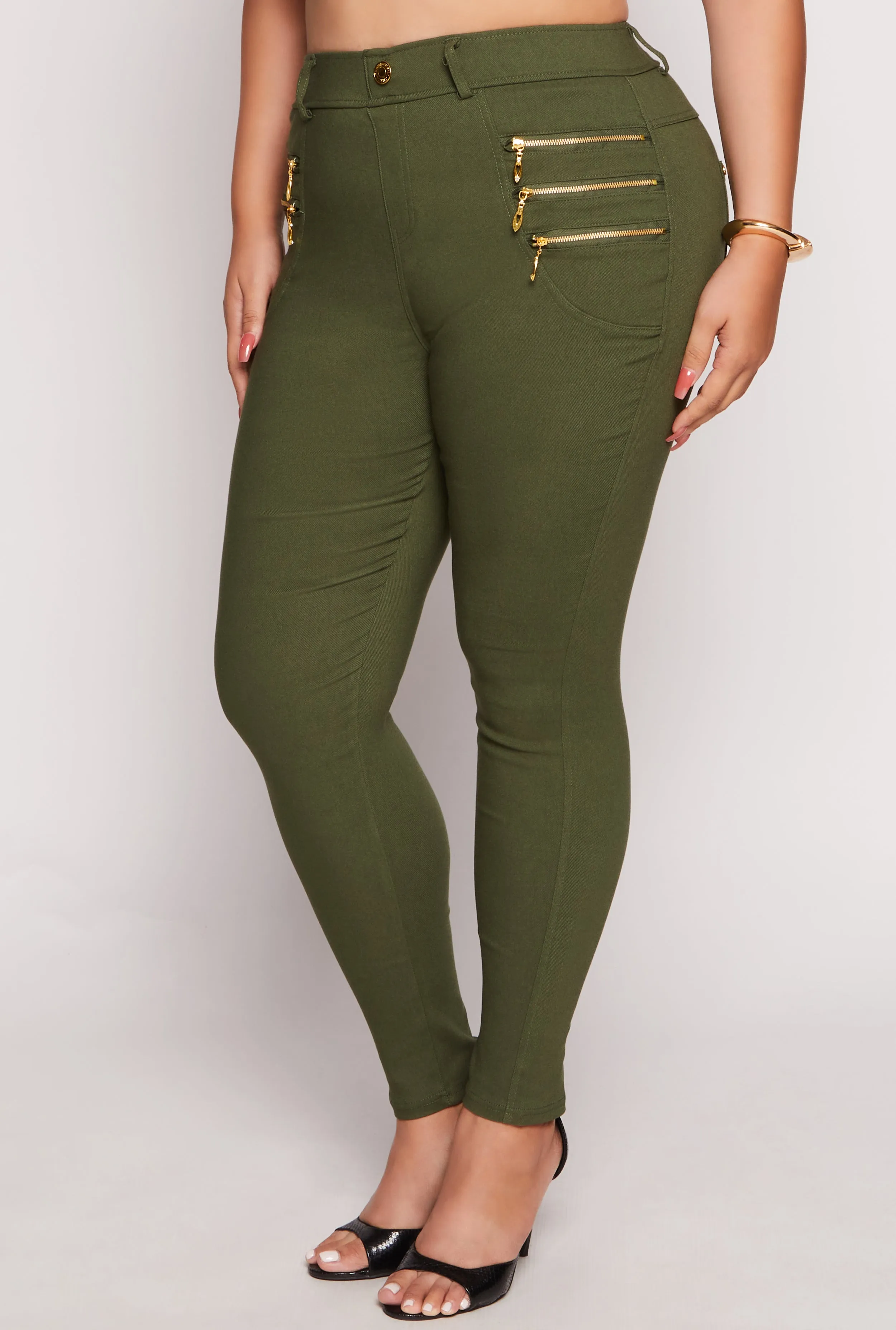 Plus Size Stretch Zipper Detail High Waist Pants sold by Rainbow product image thumbnail 2