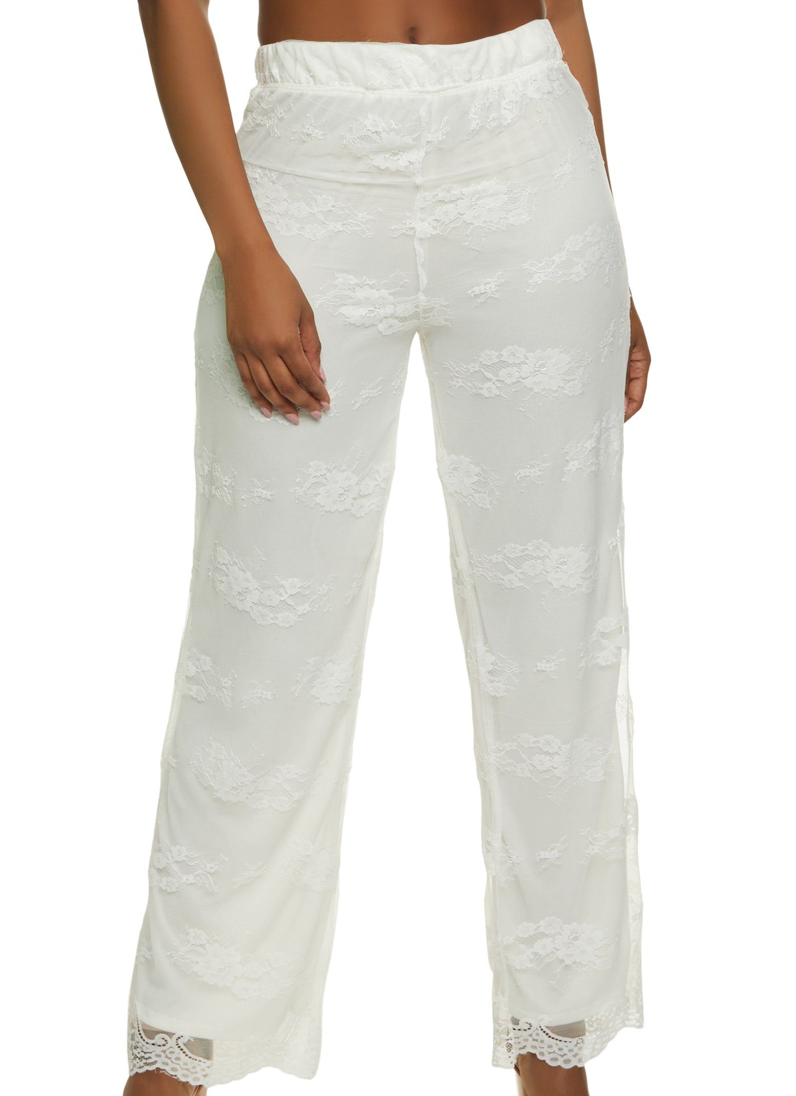 Mesh Floral Lace Flared Pants sold by Rainbow