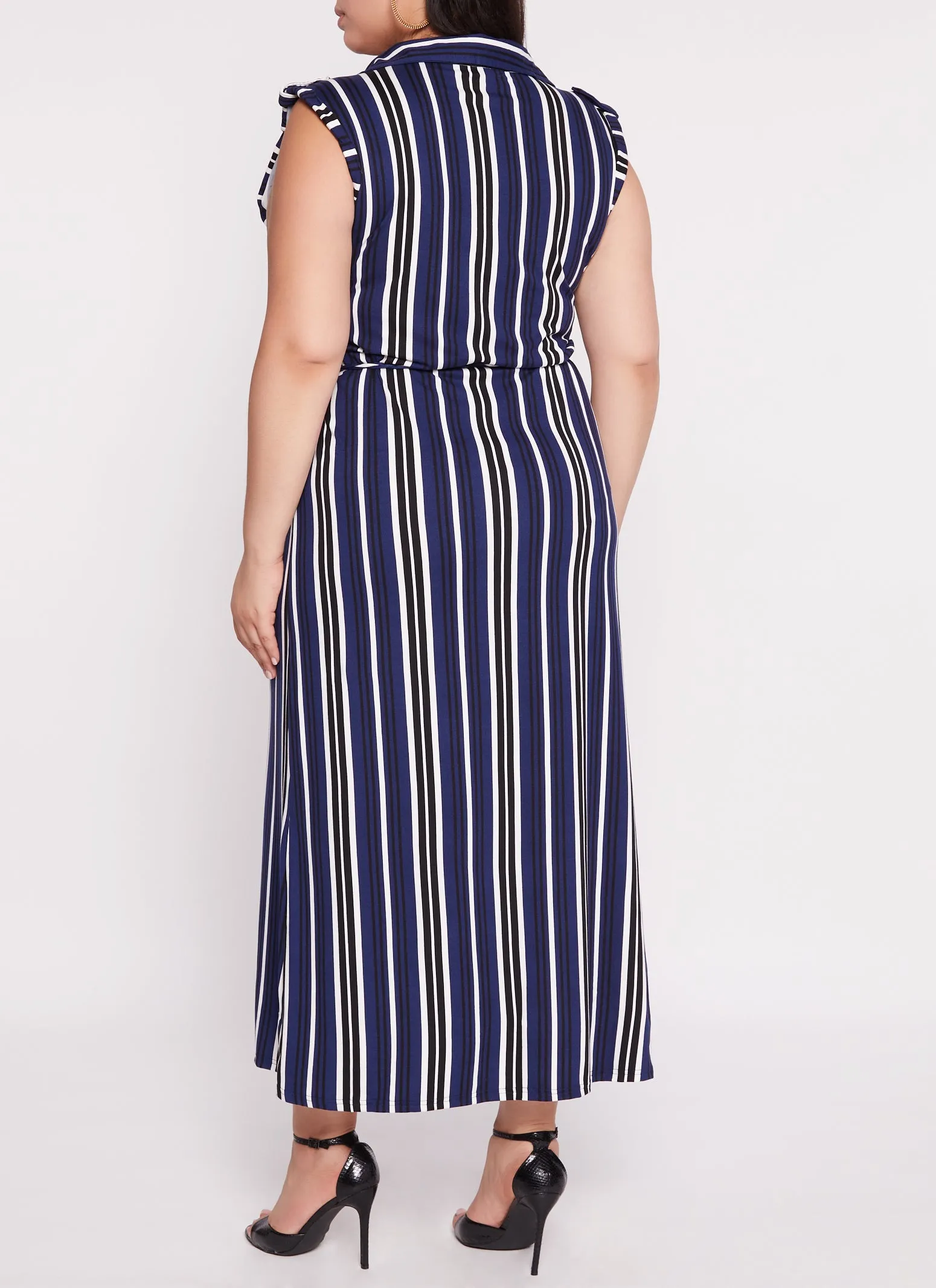Plus Size Sleeveless Striped Shirt Maxi Dress sold by Rainbow product image thumbnail 3