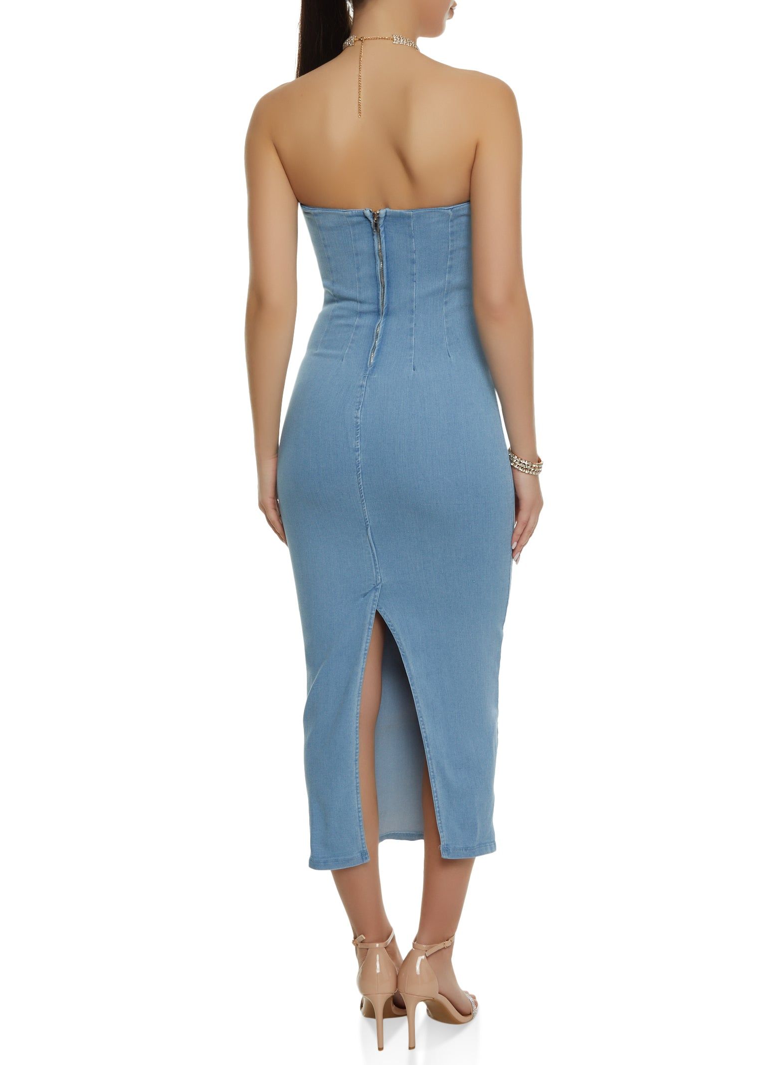 Zip Back Denim Tube Dress sold by Rainbow product image thumbnail 3