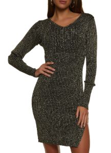 Lurex Ribbed Split Hem Sweater Dress sold by Rainbow