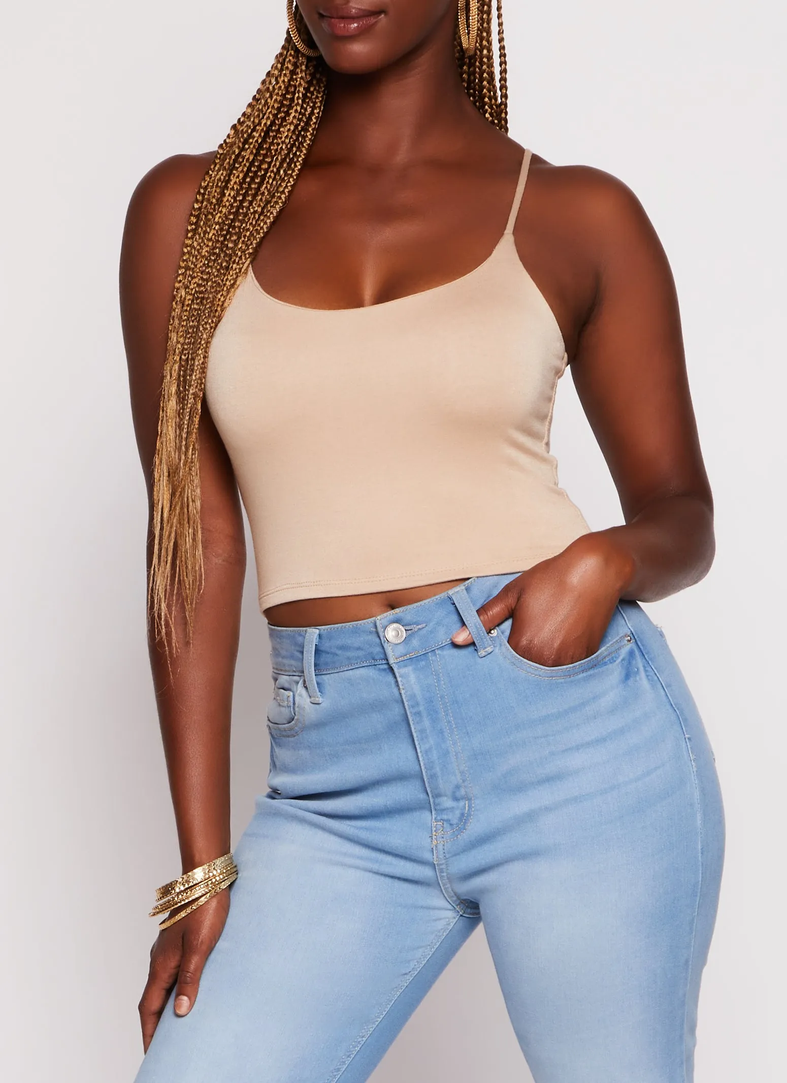 Double Lined Scoop Neck Cropped Cami sold by Rainbow