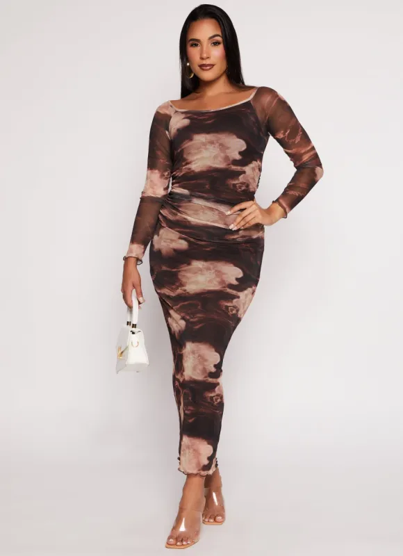 Madden Girl Patterned Mesh Maxi Dress sold by Rainbow