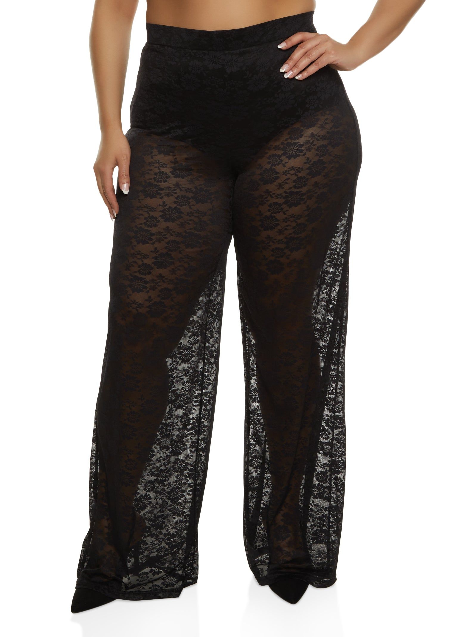 Plus Size Floral Lace Wide Leg Pants sold by Rainbow