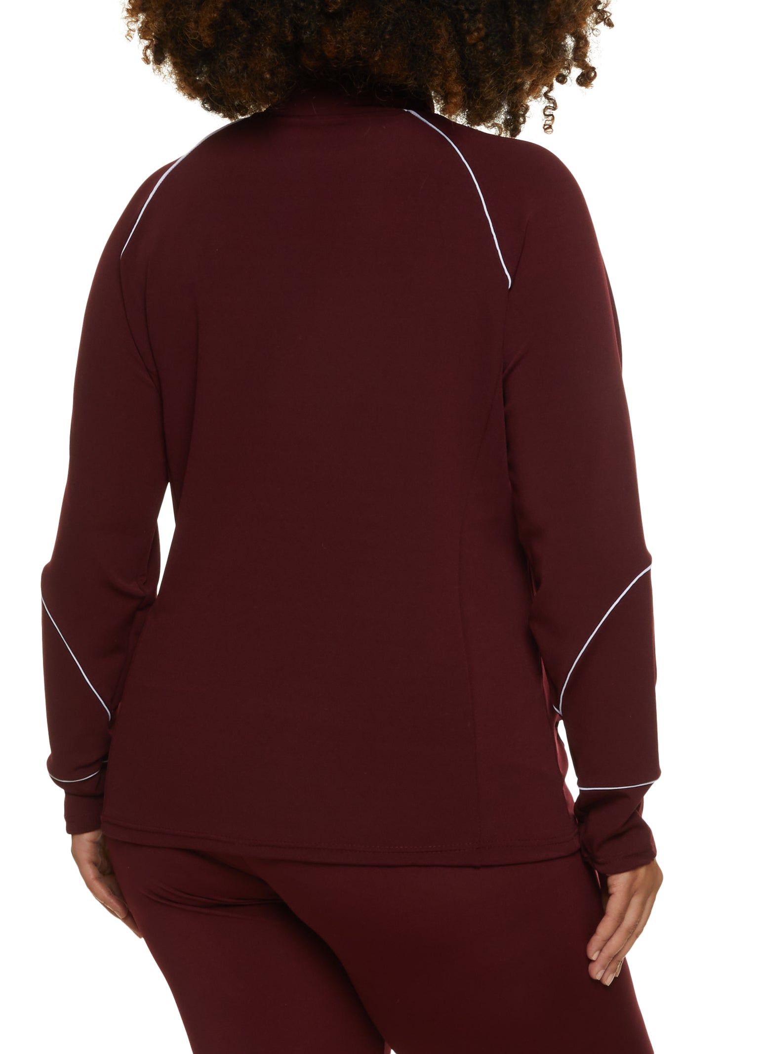 Plus Size Contrast Trim Mock Neck Track Jacket sold by Rainbow product image thumbnail 3