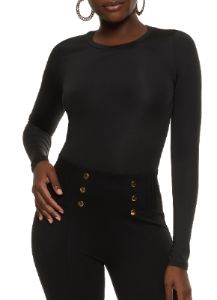 Basic Solid Crew Neck Bodysuit sold by Rainbow