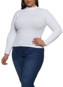 Plus Size Seamless Basic Mock Neck Top sold by Rainbow