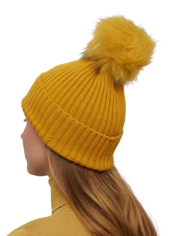 Faux Fur Pom Pom Beanie sold by Rainbow