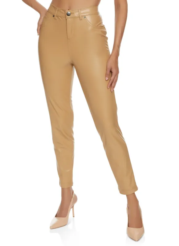 Faux Leather High Waist Skinny Leg Pants sold by Rainbow
