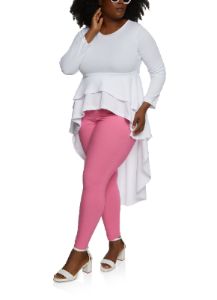 Plus Size Long Sleeve Tiered High Low Peplum Top sold by Rainbow