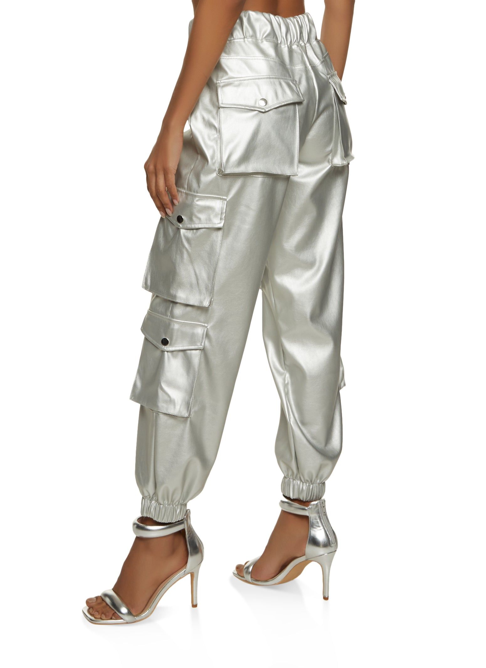 Faux Leather Drawstring Cargo Joggers sold by Rainbow product image thumbnail 3