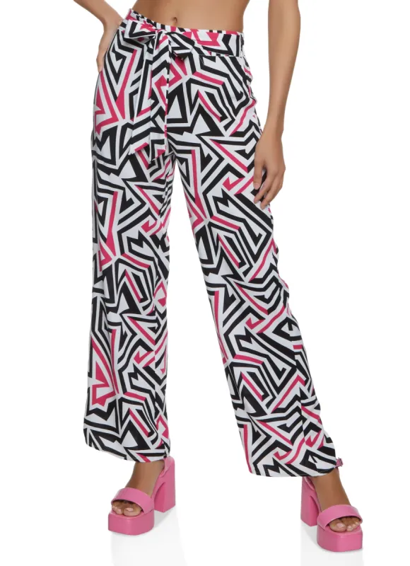 Printed Tie Front Wide Leg Pants sold by Rainbow
