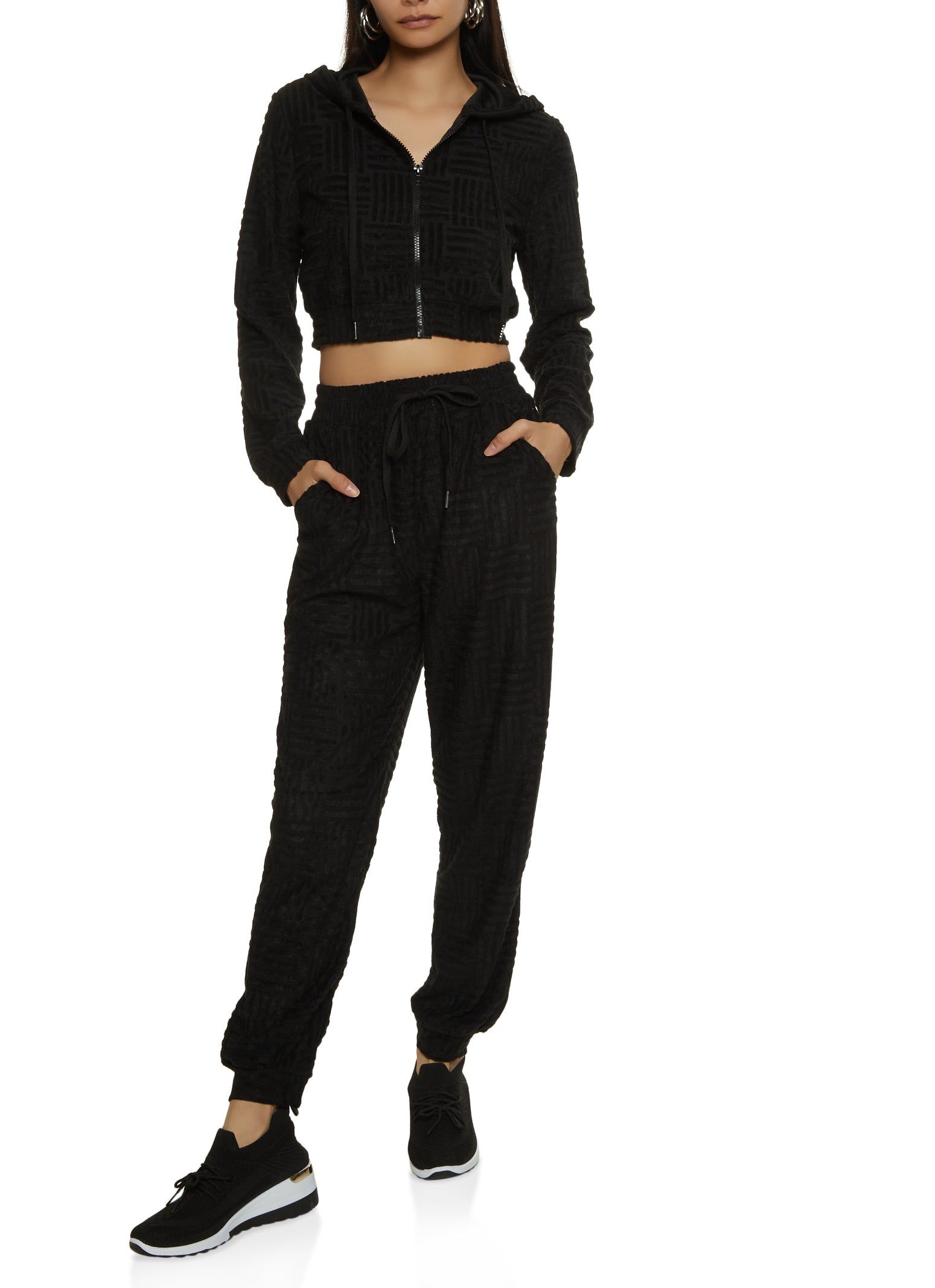 Chenille Zip Front Cropped Hooded Sweatshirt sold by Rainbow product image thumbnail 2
