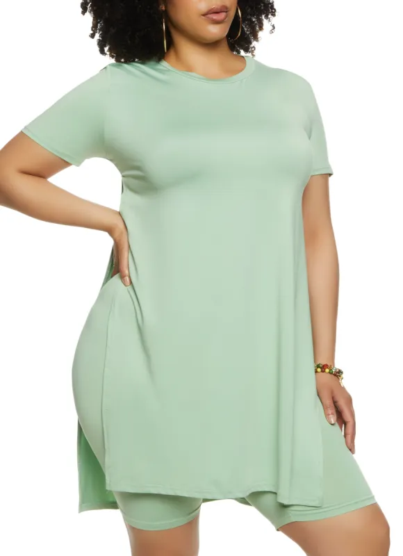 Plus Size Daisy High Slit Tunic Tee sold by Rainbow