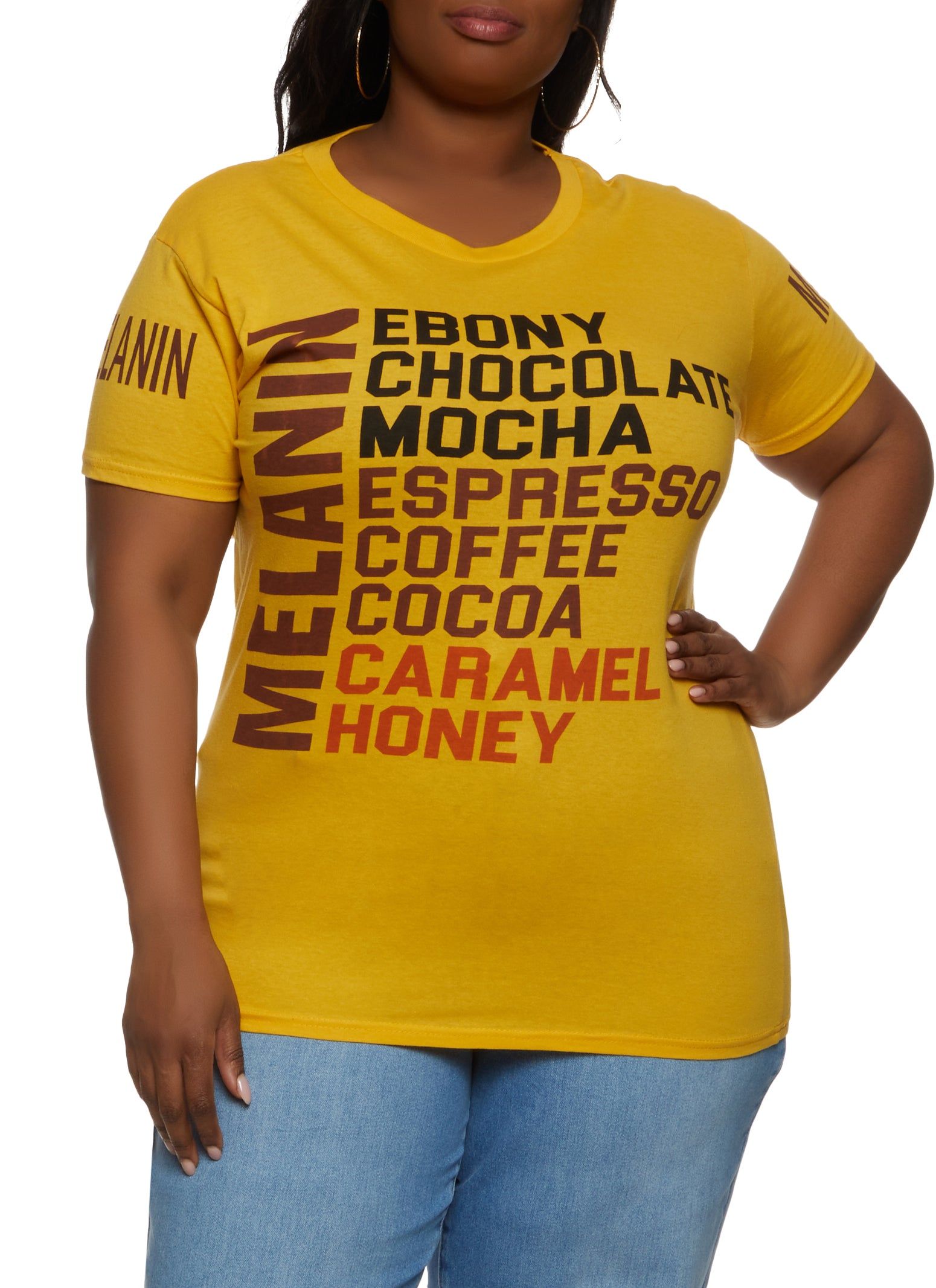 Plus Size Melanin Short Sleeve Graphic Tee sold by Rainbow