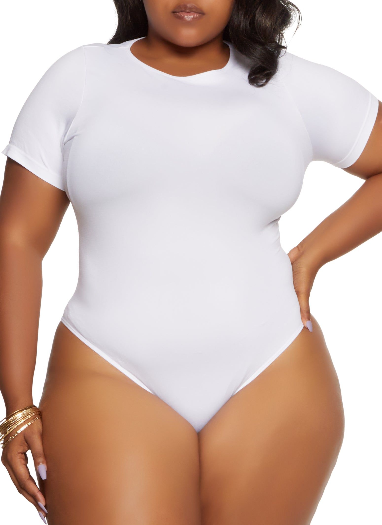 Plus Size Seamless Crew Neck Bodysuit sold by Rainbow