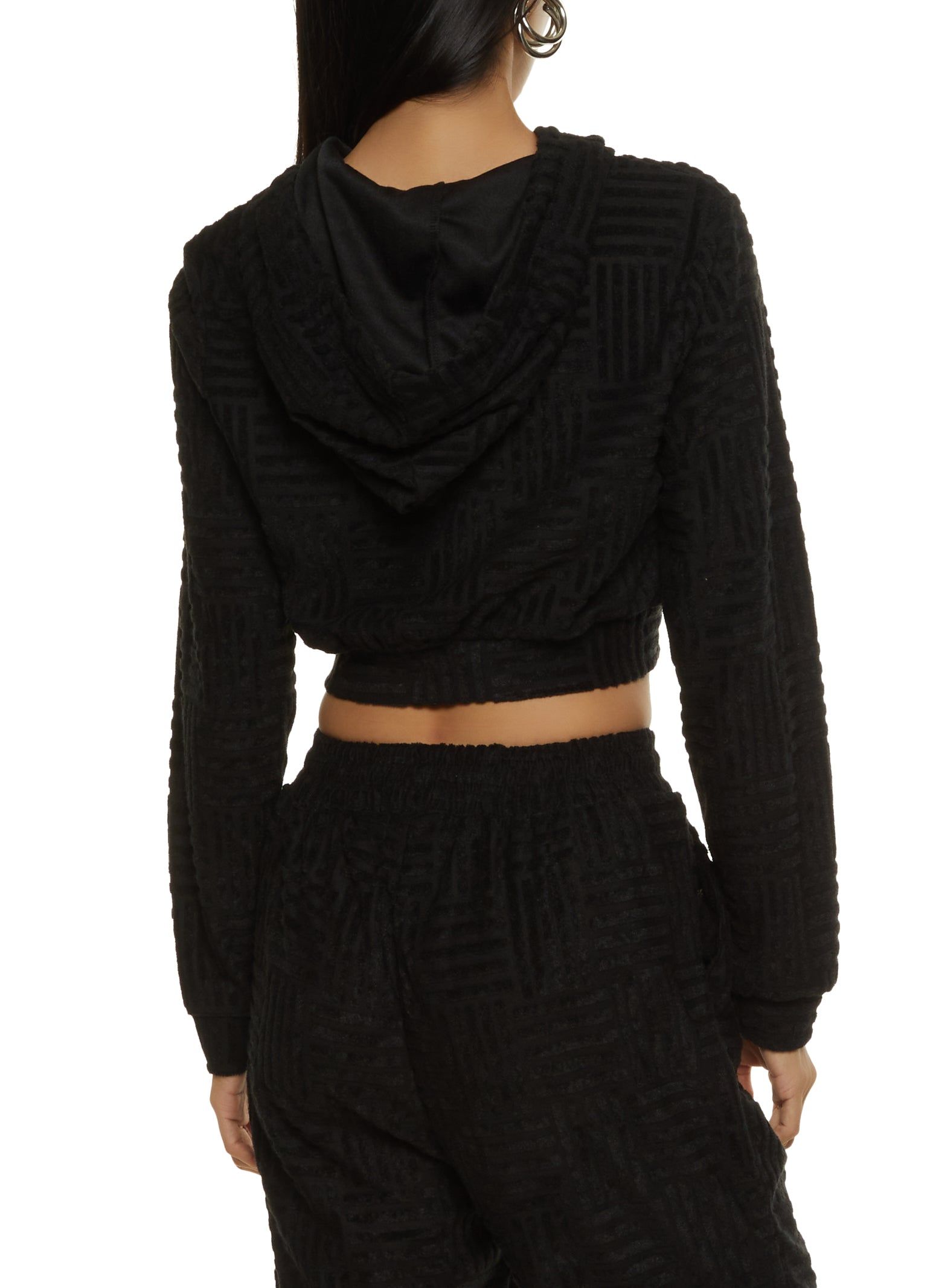 Chenille Zip Front Cropped Hooded Sweatshirt sold by Rainbow product image thumbnail 3