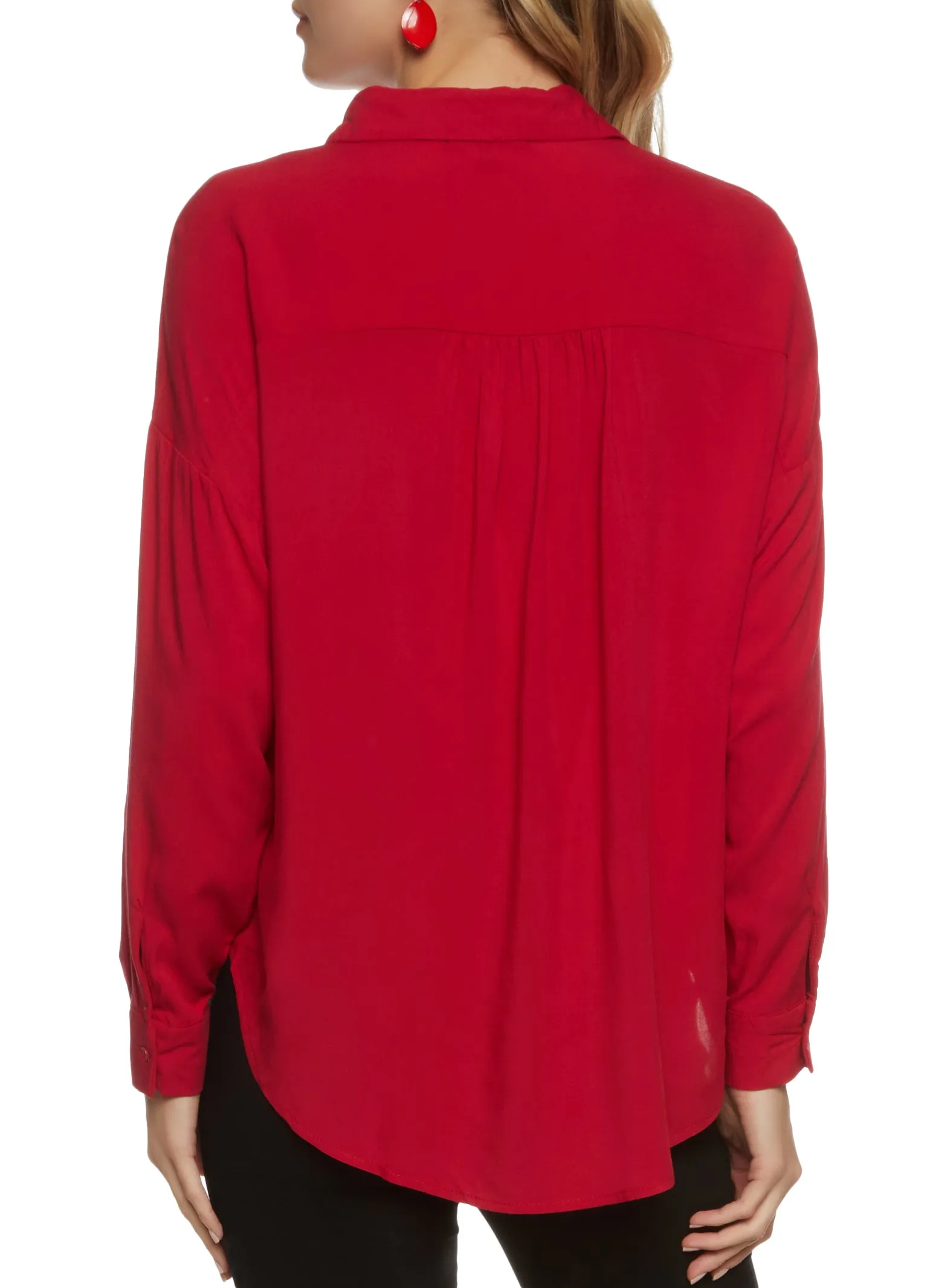 Solid Long Sleeve Button Front Shirt sold by Rainbow product image thumbnail 2