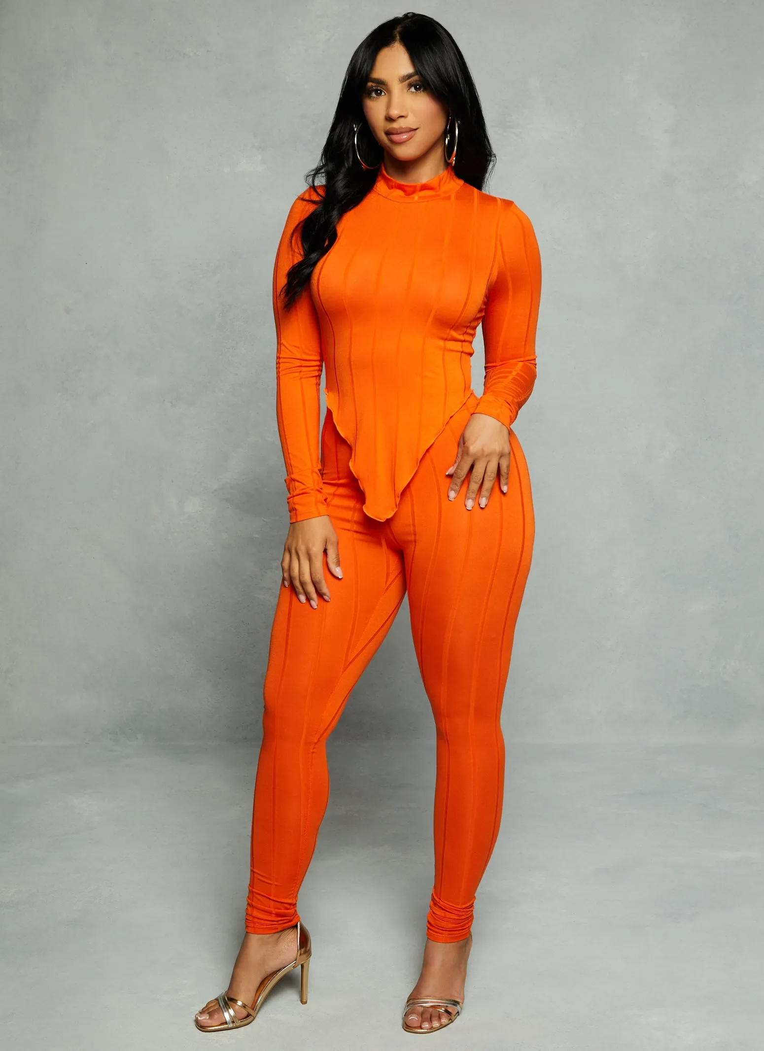 Rib Knit Hanky Hem Long Sleeve Top sold by Rainbow product image thumbnail 2