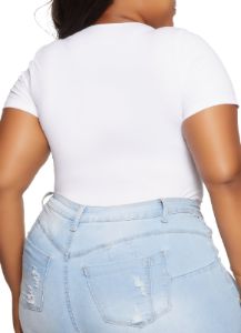Plus Size Seamless Crew Neck Bodysuit sold by Rainbow