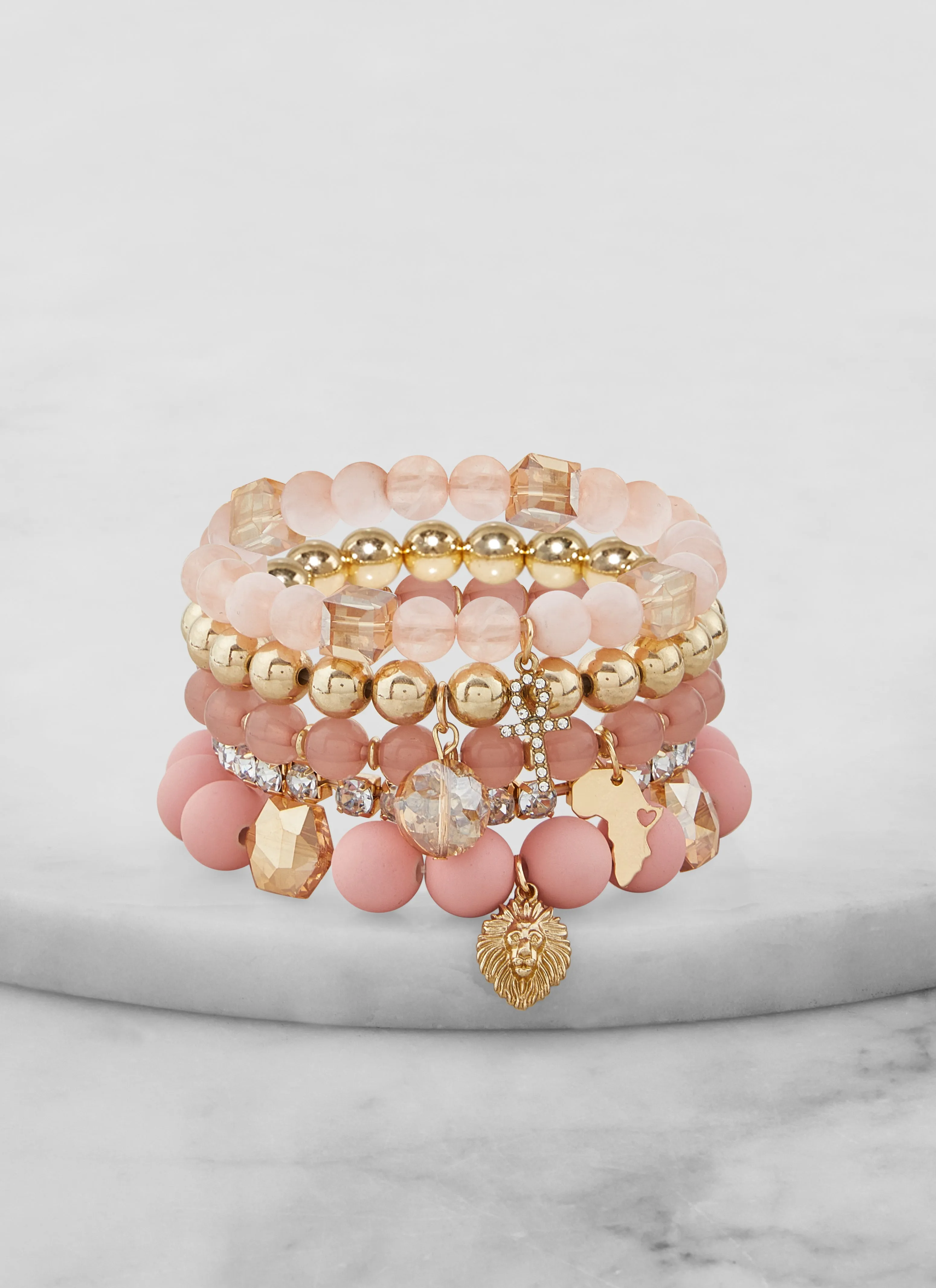 Set of 5 Charm Stretch Beaded Bracelets sold by Rainbow