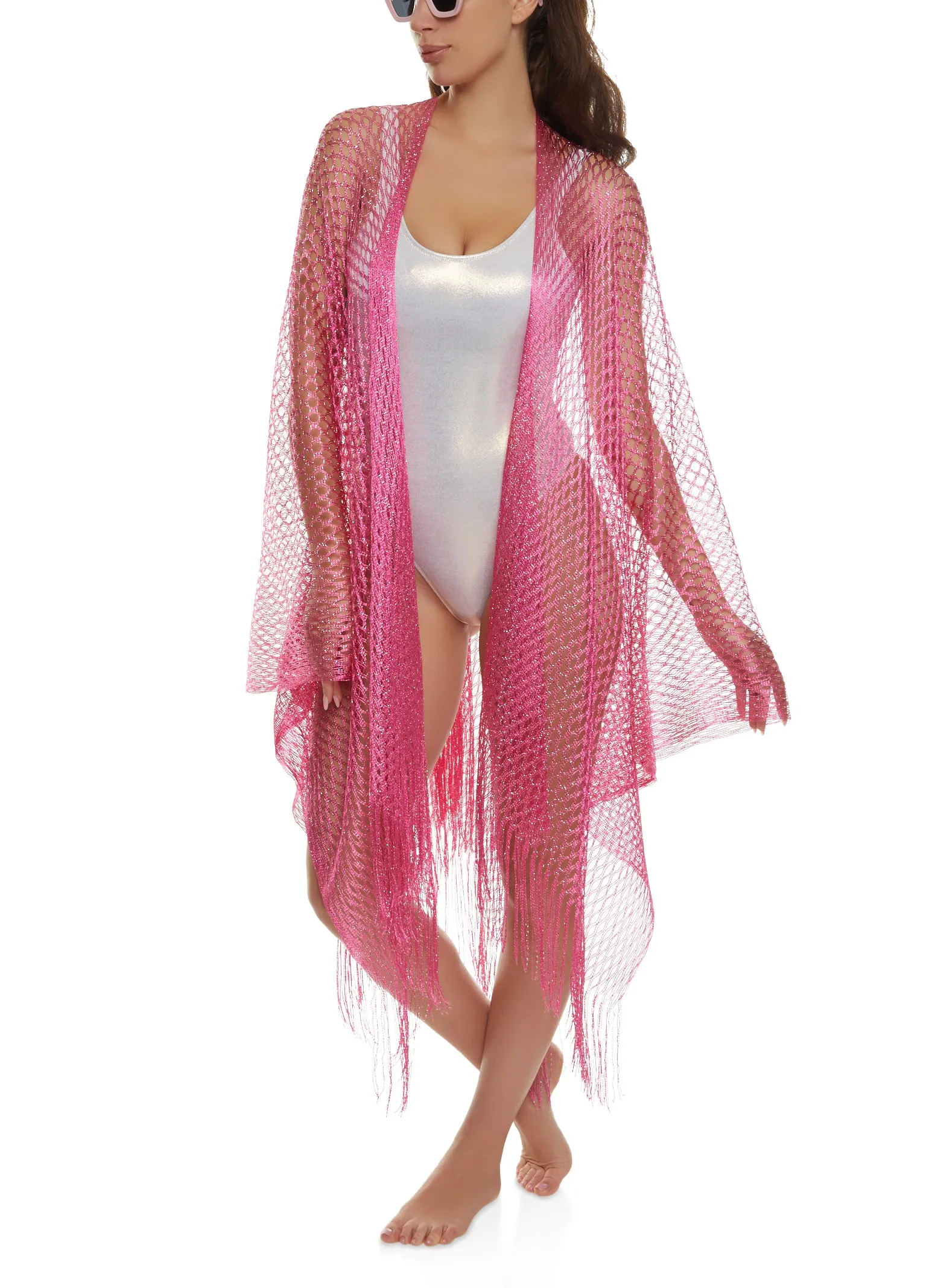 Lurex Fishnet Swim Cover Up Kimono sold by Rainbow