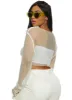 Rhinestone Fishnet Cropped Long Sleeve Top sold by Rainbow