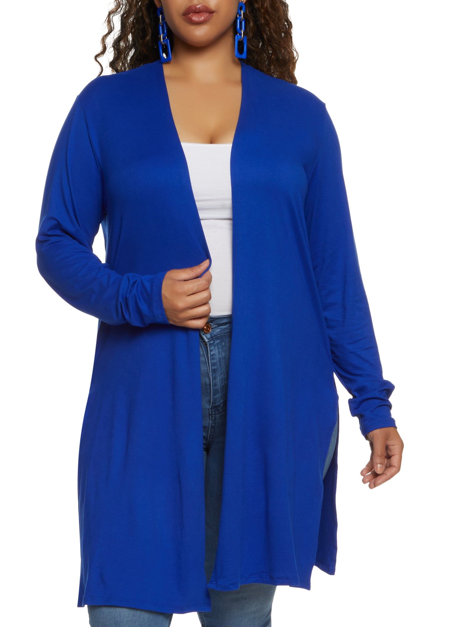 Plus Size Soft Knit Solid Duster sold by Rainbow