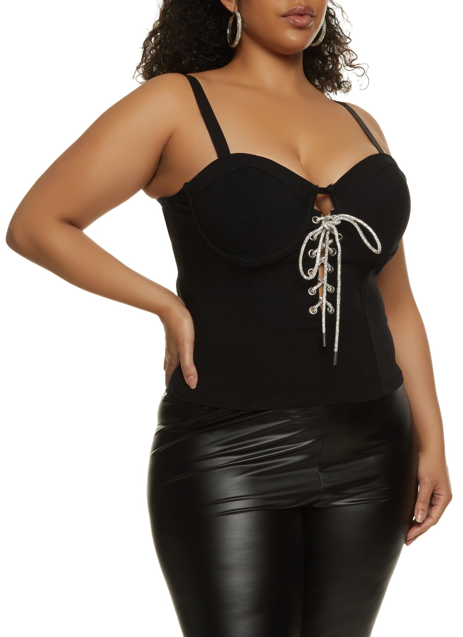 Plus Size Lace Up Front Convertible Bustier Top sold by Rainbow