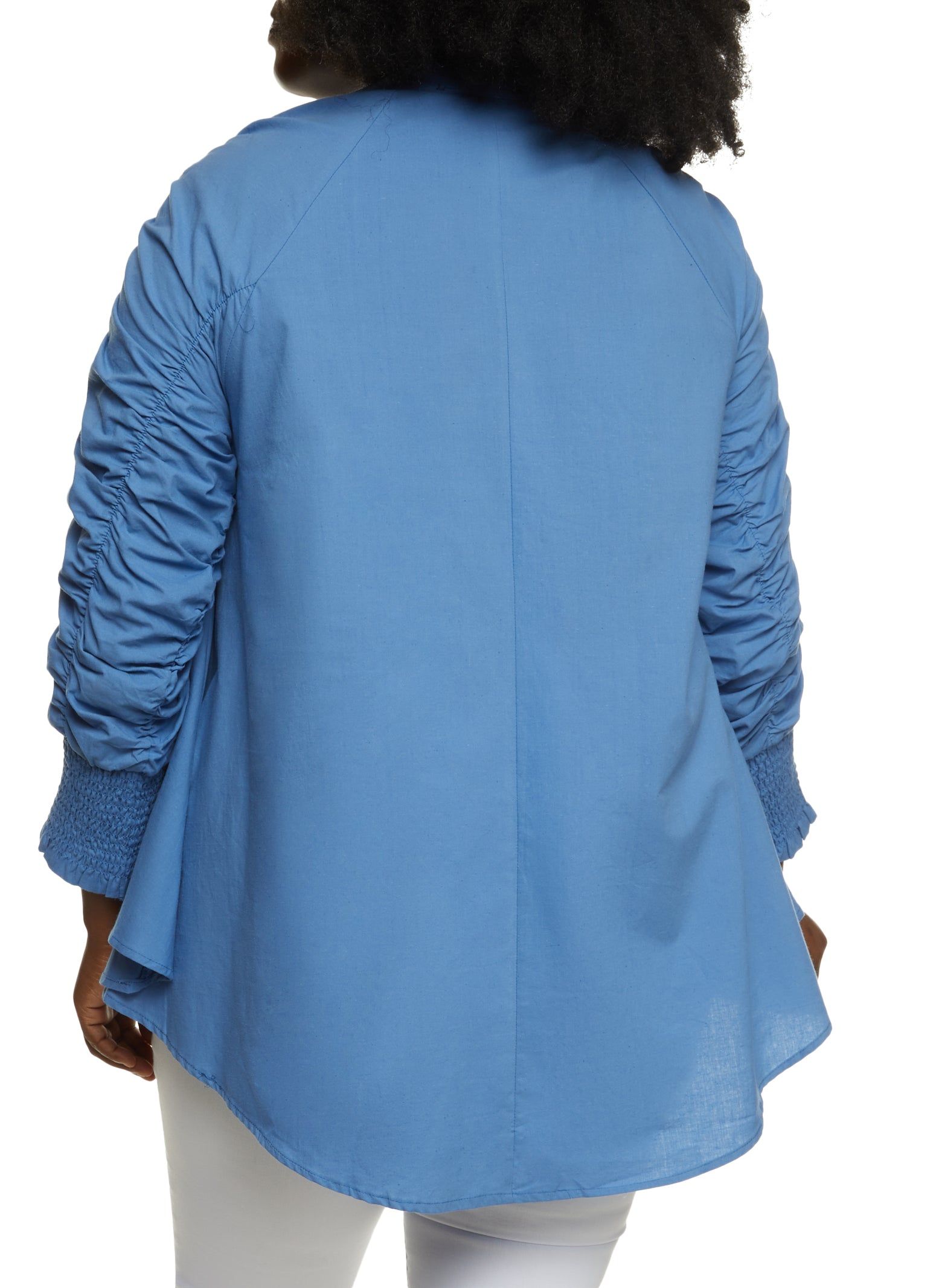 Plus Size Ruched Smocked Sleeve High Low Shirt sold by Rainbow product image thumbnail 2