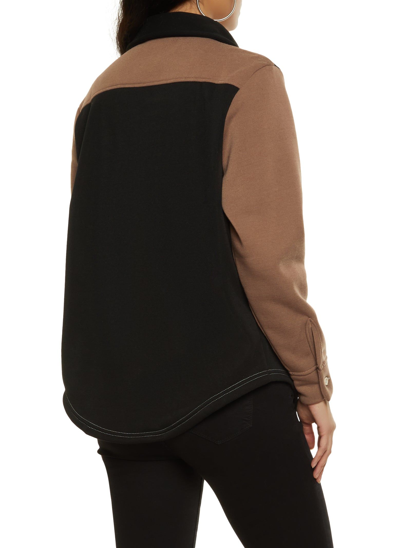 Color Block Fleece Button Front Shirt sold by Rainbow product image thumbnail 3