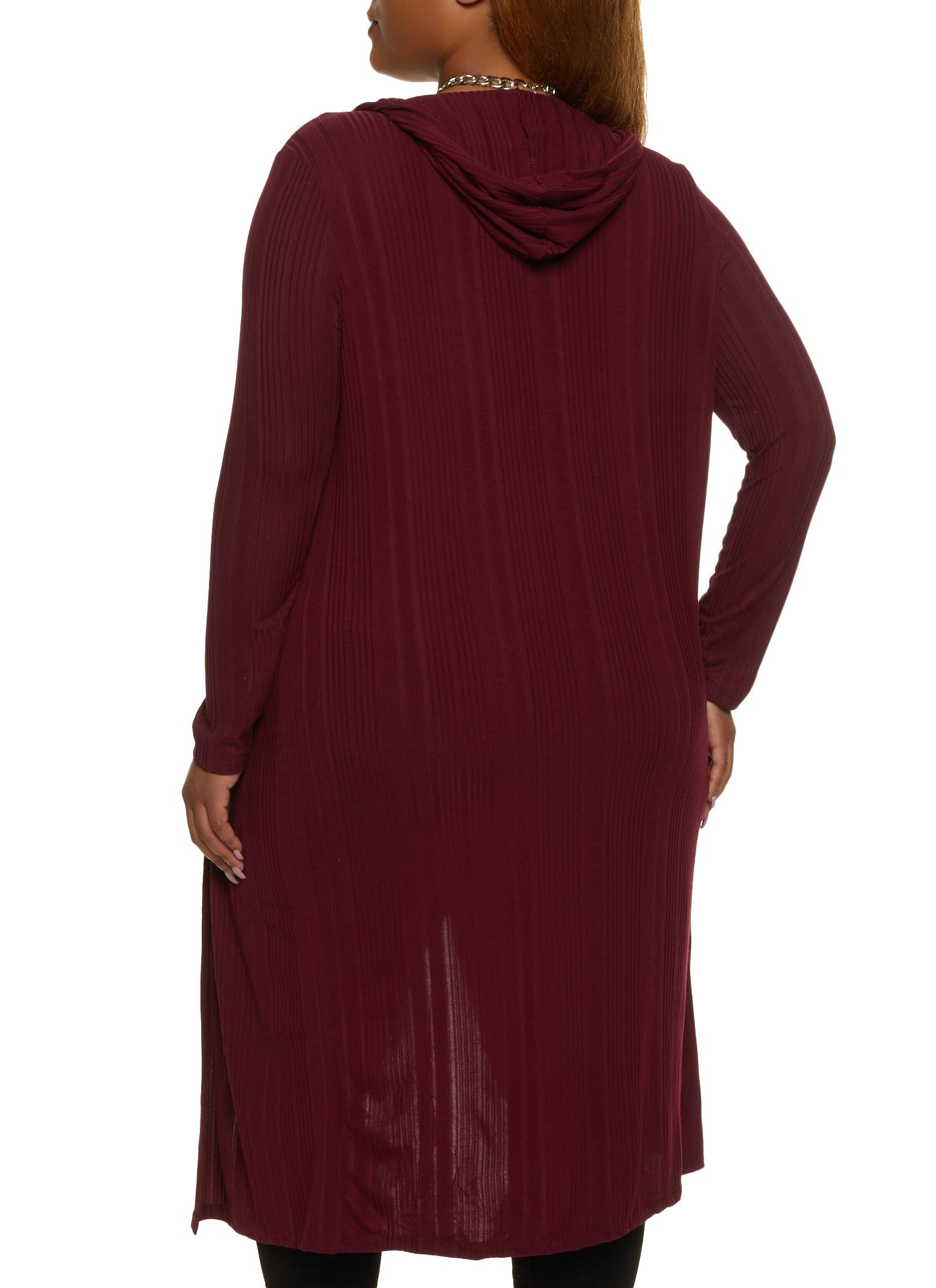 Plus Size Ribbed Knit Hooded Duster sold by Rainbow product image thumbnail 2